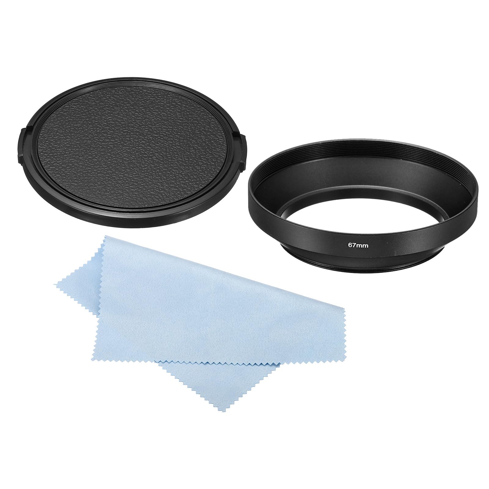Patikil 67Mm Lens Hood, Wide Angle Matte Surface Anti Reflective Inside Hood With Cap And Cleaning Cloth For Camera Lens, Black