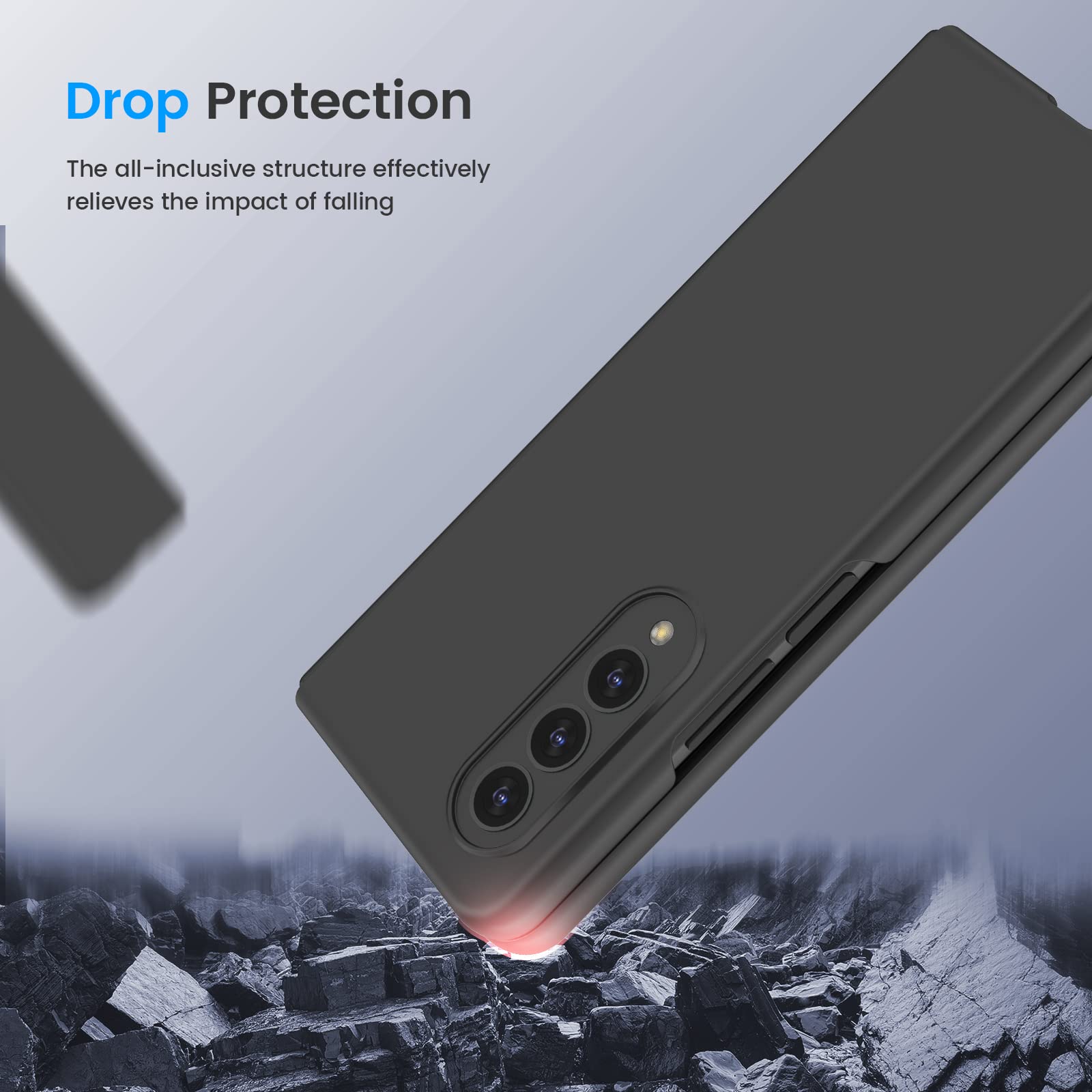 Ruky For Galaxy Z Fold 3 Full Body Case, Built In Screen Protector, Hard Pc Ultra Thin Anti Scratches Shockproof Protective Phon