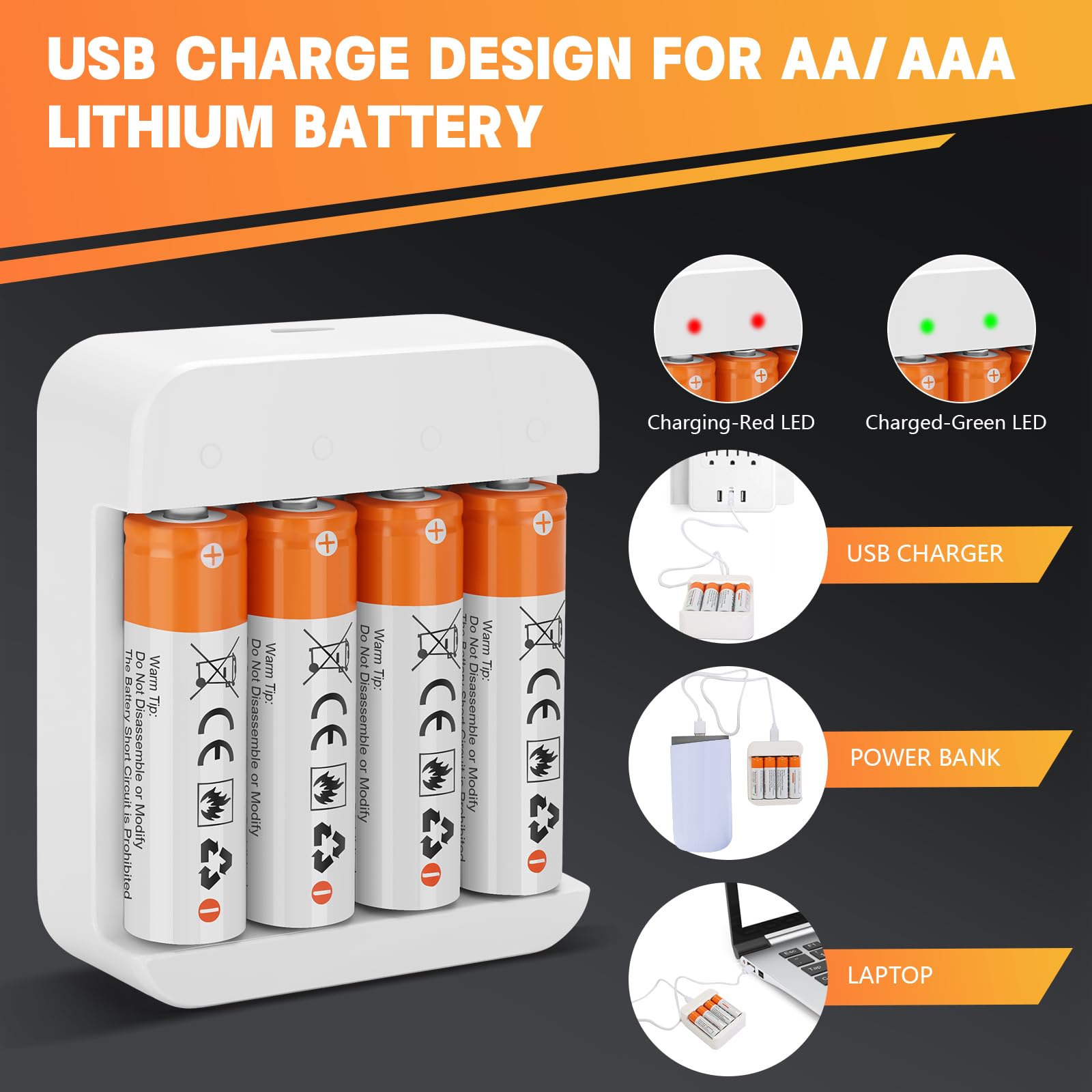 Fitinoch 12 Pack Rechargeable 1.5V Aa Size Lithium Batteries For Blink Camera, Long Lasting Double A Battery 2600Mwh With 2H Fas