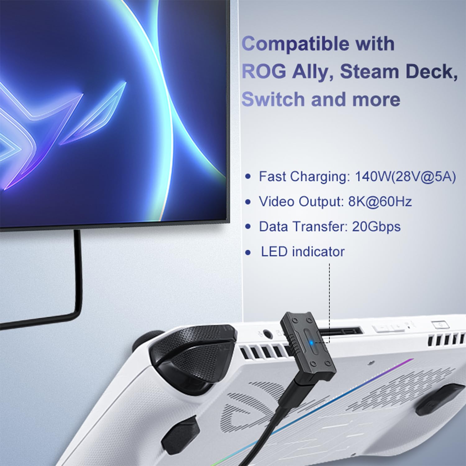 Jadebones 180 Degree Angle Usb C Adapter (2 Pack), U Shape Usb C Male To Usb C Female Pd 140W Extender Connector For Rog Ally,St