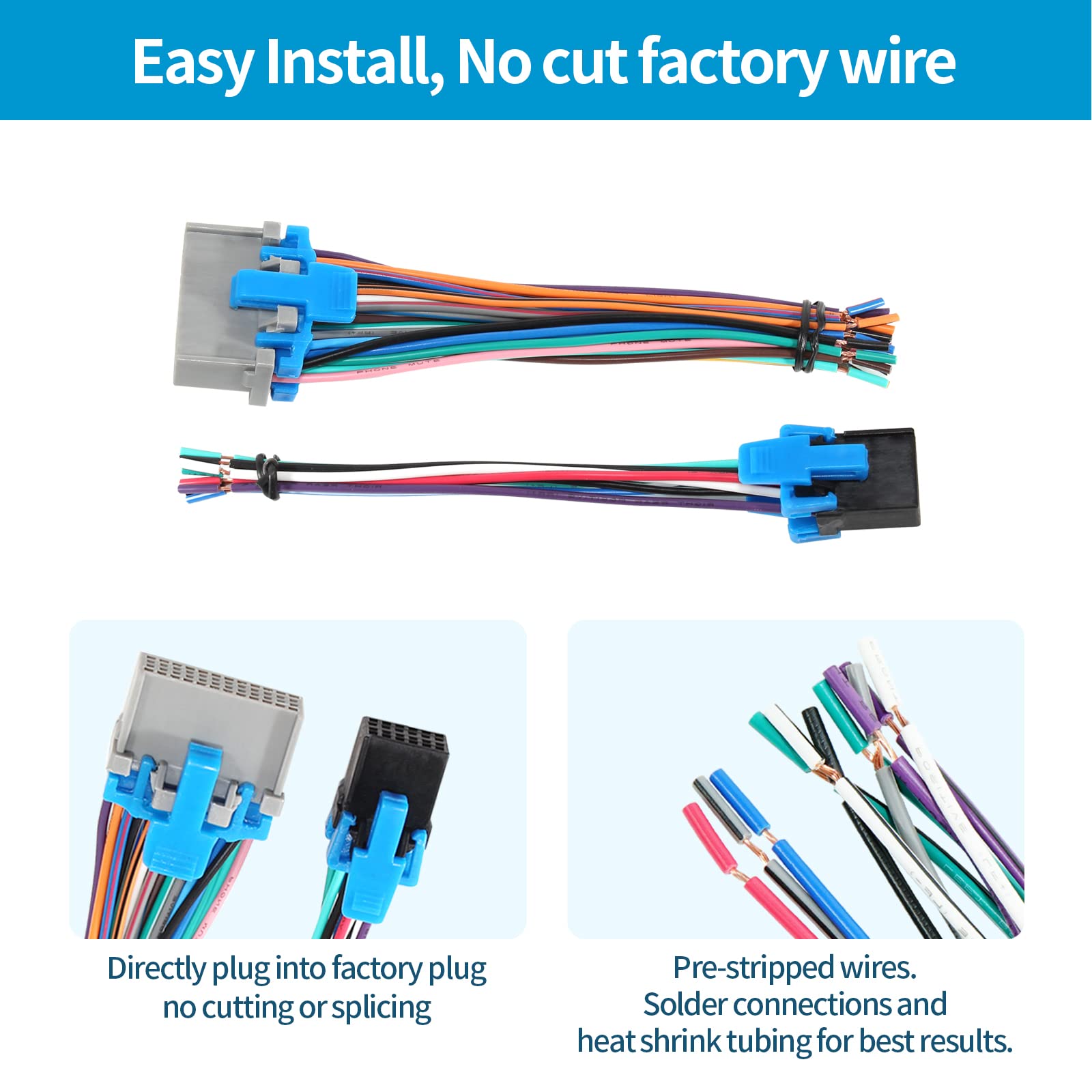 Red Wolf Radio Wring Harness Male Female Plug Fit For 2003 2007 Gmc Chevy Silverado, 2005 2009 Buick Lacrosse Install Aftermarke