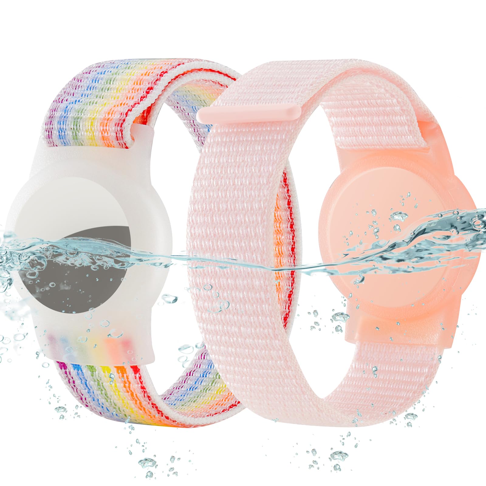 Waterproof Airtag Bracelet For Kids (2 Pack), Soft Nylon Hidden Air Tag Wristband Full Cover Lightweight Gps Tracker Holder Comp
