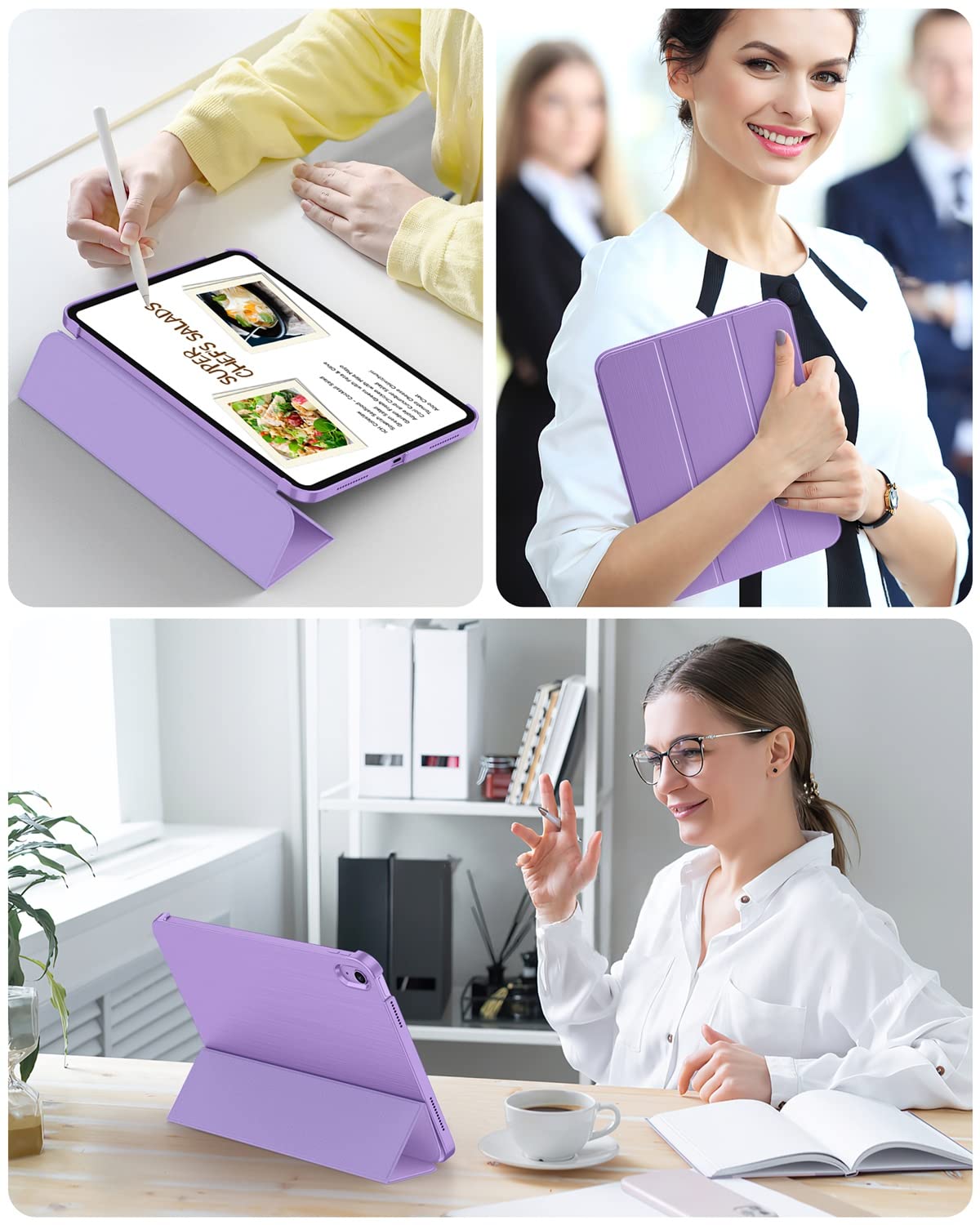 Soke Case For Ipad 11Th Generation (A16) 11 Inch 2025 & 10Th Gen 10.9 Inch 2022   [ Auto Wake/Sleep + Slim Trifold Stand], Protective Hard Pc Back Cover For Apple Ipad 11/10   Lilac