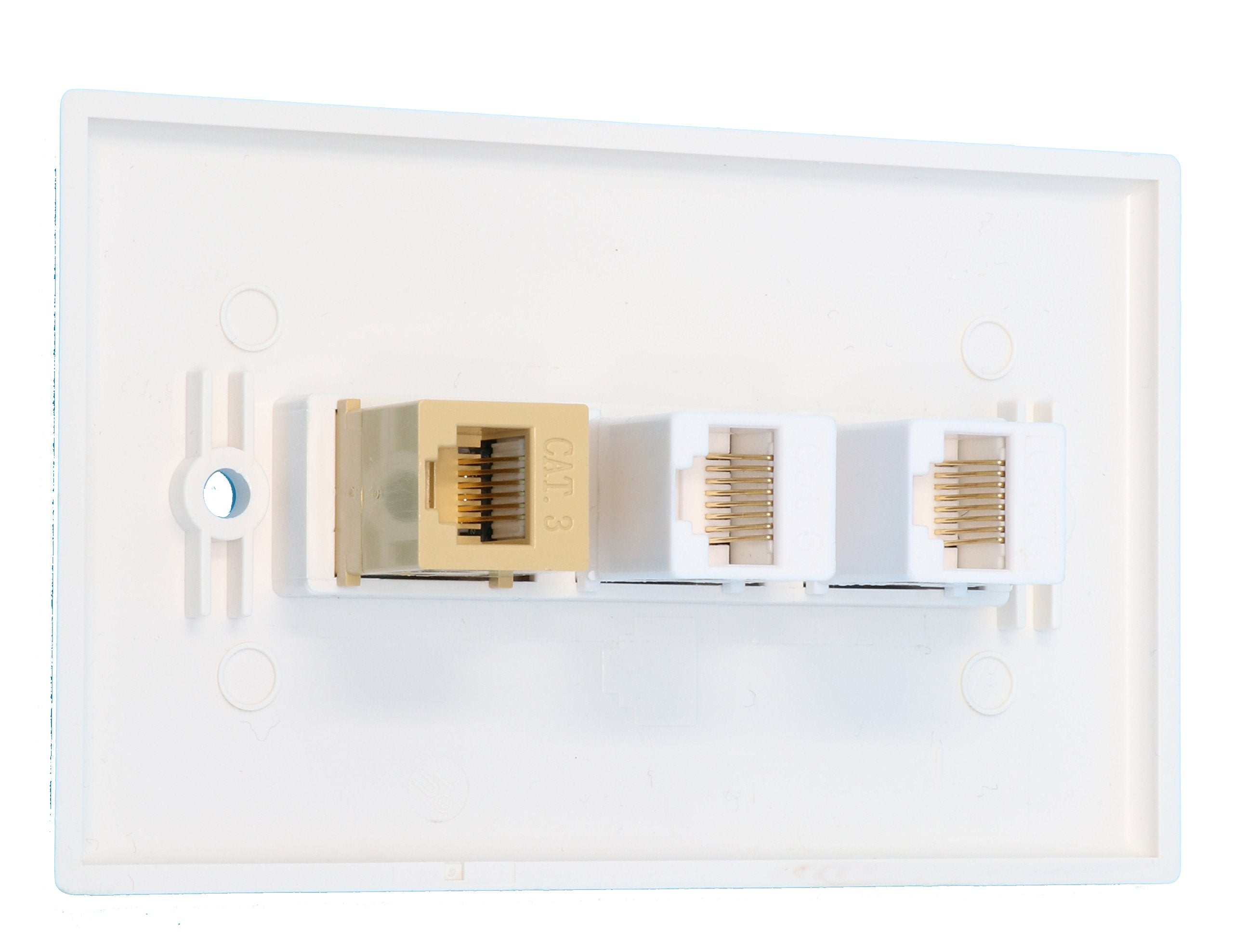 Riteav   1 Port Phone Rj11 Rj12 Beige 2 Port Cat6 Ethernet White Wall Plate