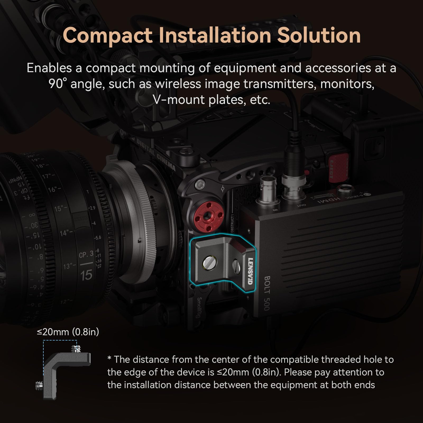 Smallrig X Lensvid Mini L-Shaped Mount Plate Kit, At A 90 Angle With 3/8-16 Locating Hole For Arri, Max.Load 1.2Kg For Tripod