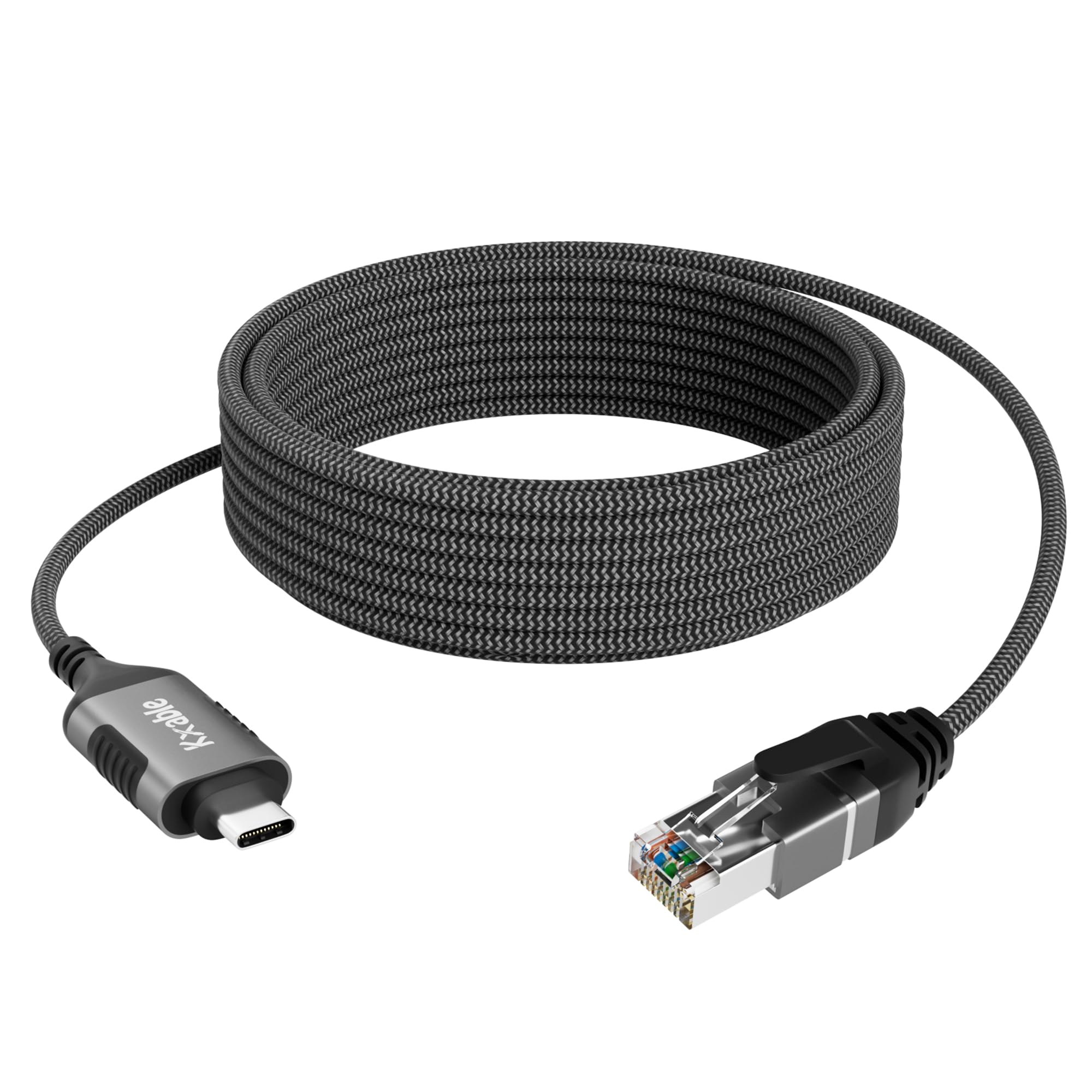 Slim Usb C To Ethernet Cable 8 Ft, Snagless Rj45 To Usb Type C Cord, Directly Connected, Gigabit Lan Network, Ofc Wire, For Macb