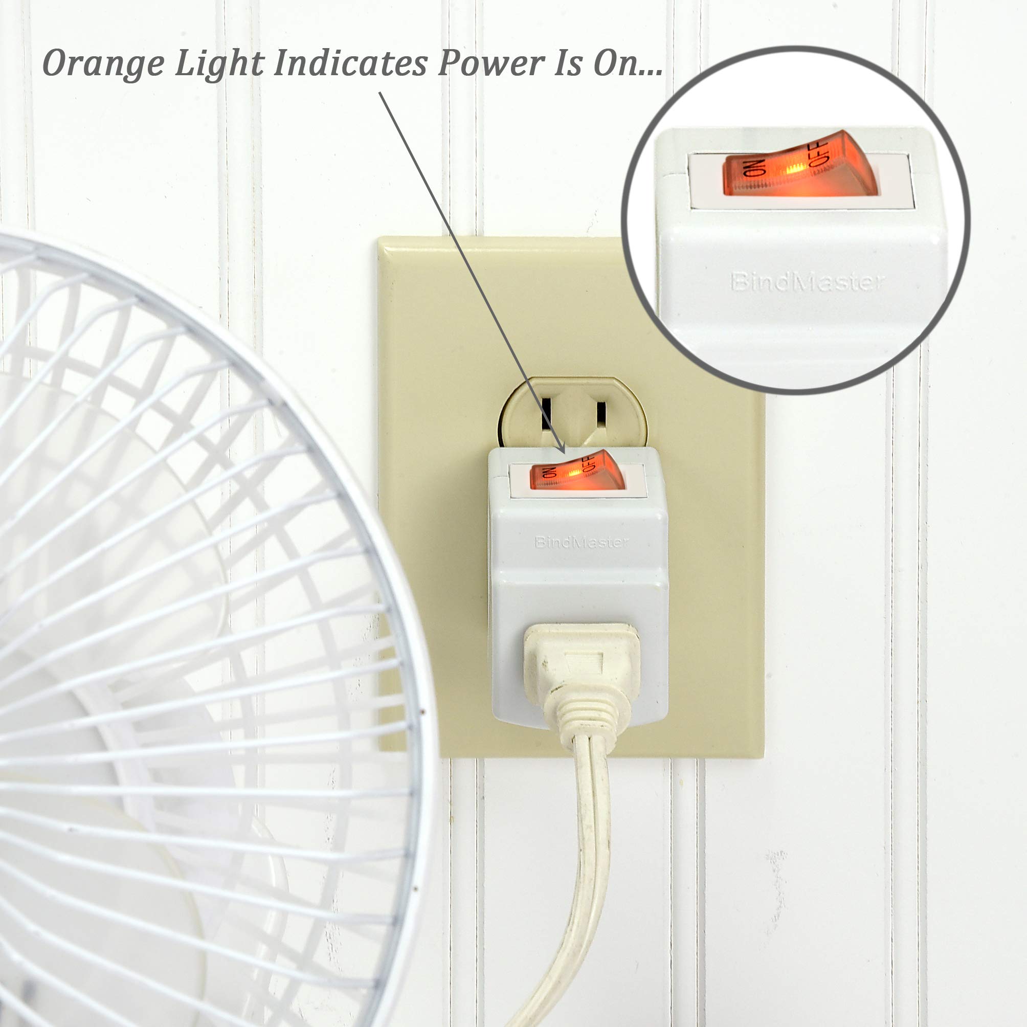 Bindmaster 3 Prong Grounded Single Port Power Adapter With Indicator On/Off Switch (1 Pack)