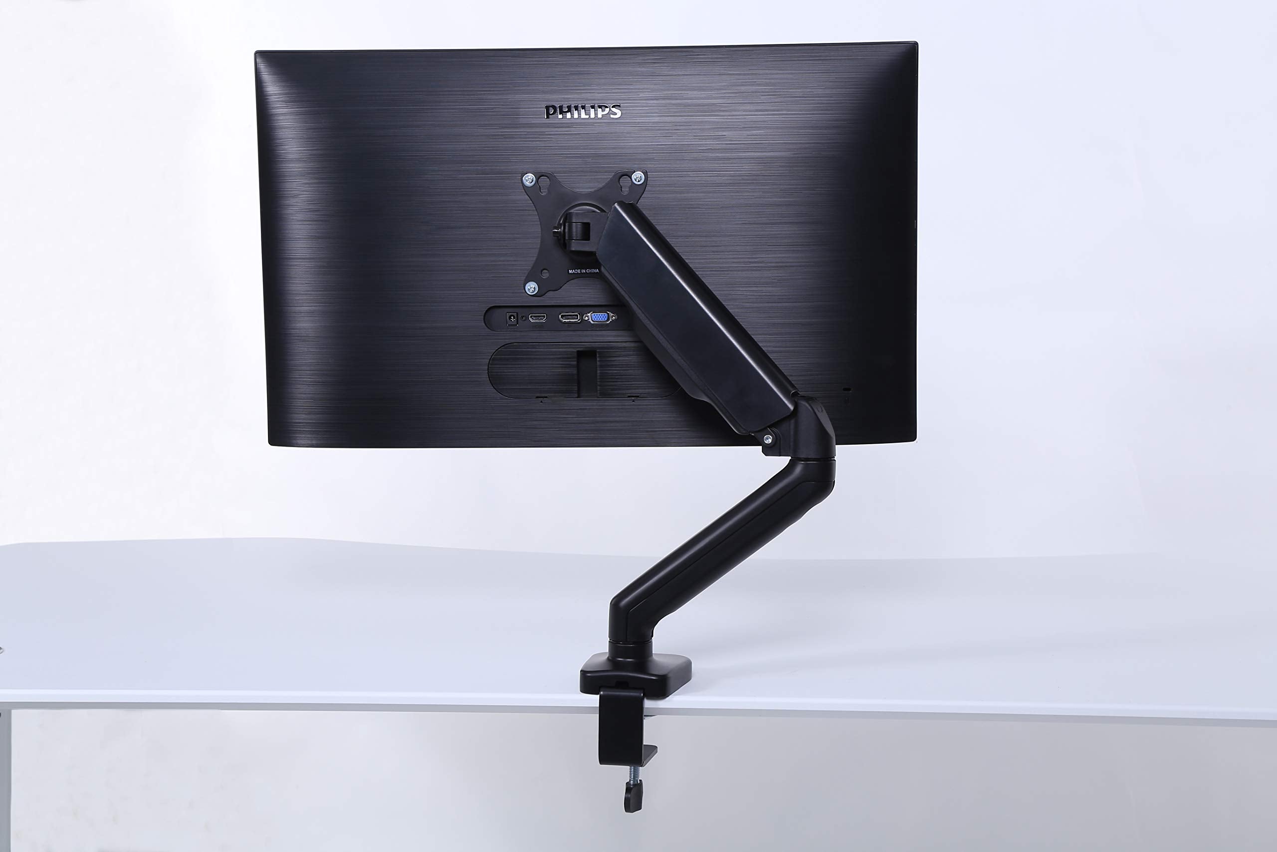 Apexdesk Single Monitor Arm Desk Mount   Adjustable Height Gas Spring   Vesa Mount With C Clamp & Mounting Base   Computer Monit