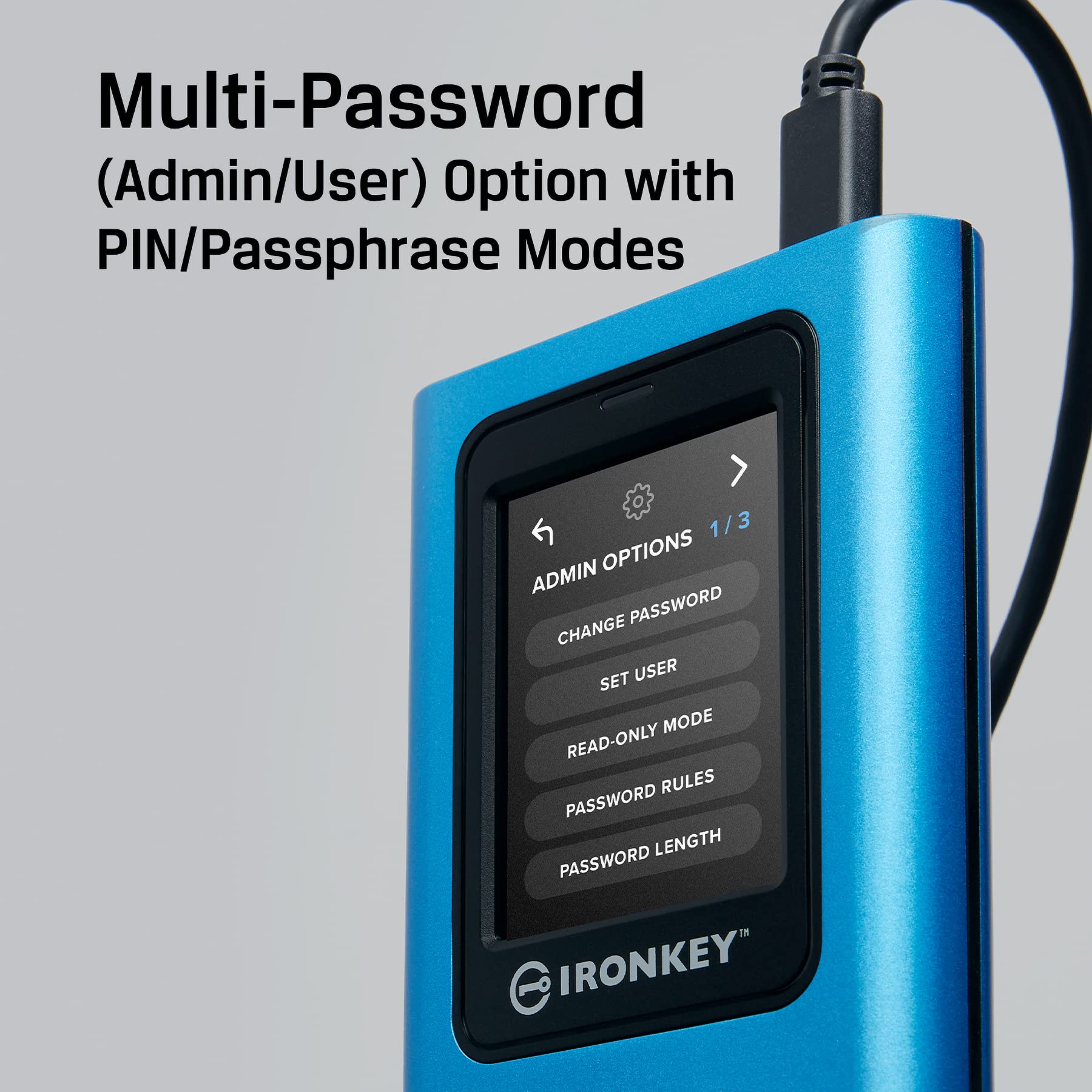 Kingston Ironkey Vault Privacy 80 960Gb External Ssd | Fips 197 | Xts Aes 256Gb Encrypted | Touch Screen Pin | Secure Data Prote