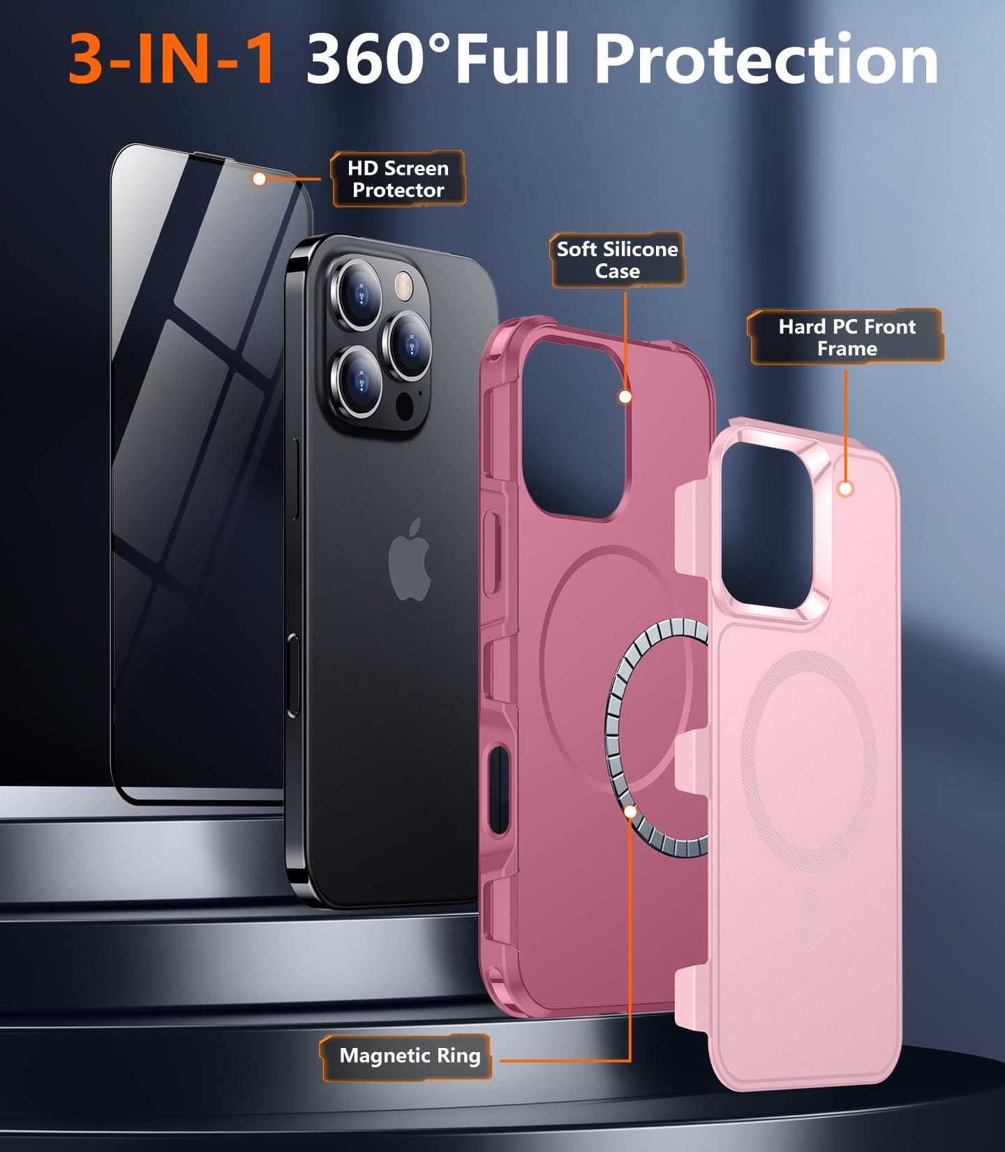 Temdan Designed For Iphone 16 Pro Max Case Magnetic, [Compatible With Magsafe][Military Grade Drop Protection] Dropproof Heavy D