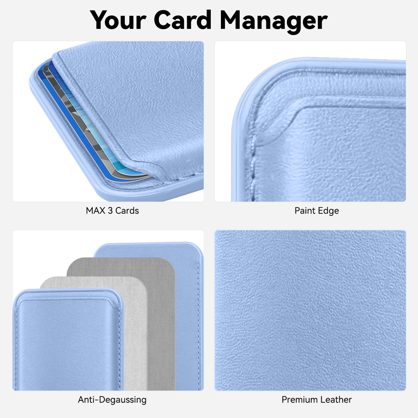 Amzone Magnetic Wallet Cell Phone Card Holder For Phone Case With Mag Safe, Stronger Magnetic Rfid Leather Phone Wallet Stick On