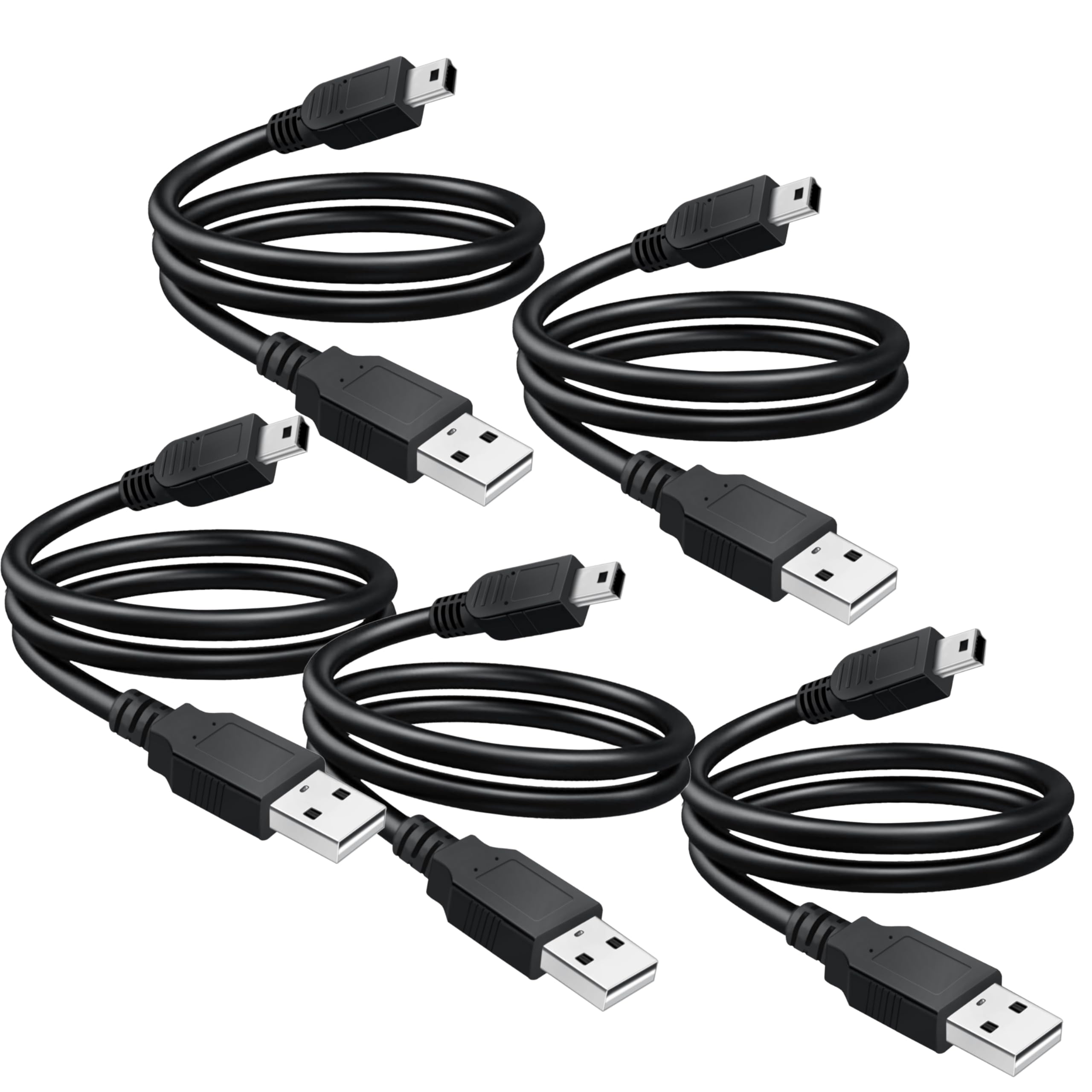 Saitech It 5 Pack Usb 2.0 A To Mini 5 Pin B Cable For External Hdds/Camera/Card Readers/Mp3 Player Black  35Cm(1 Feet)
