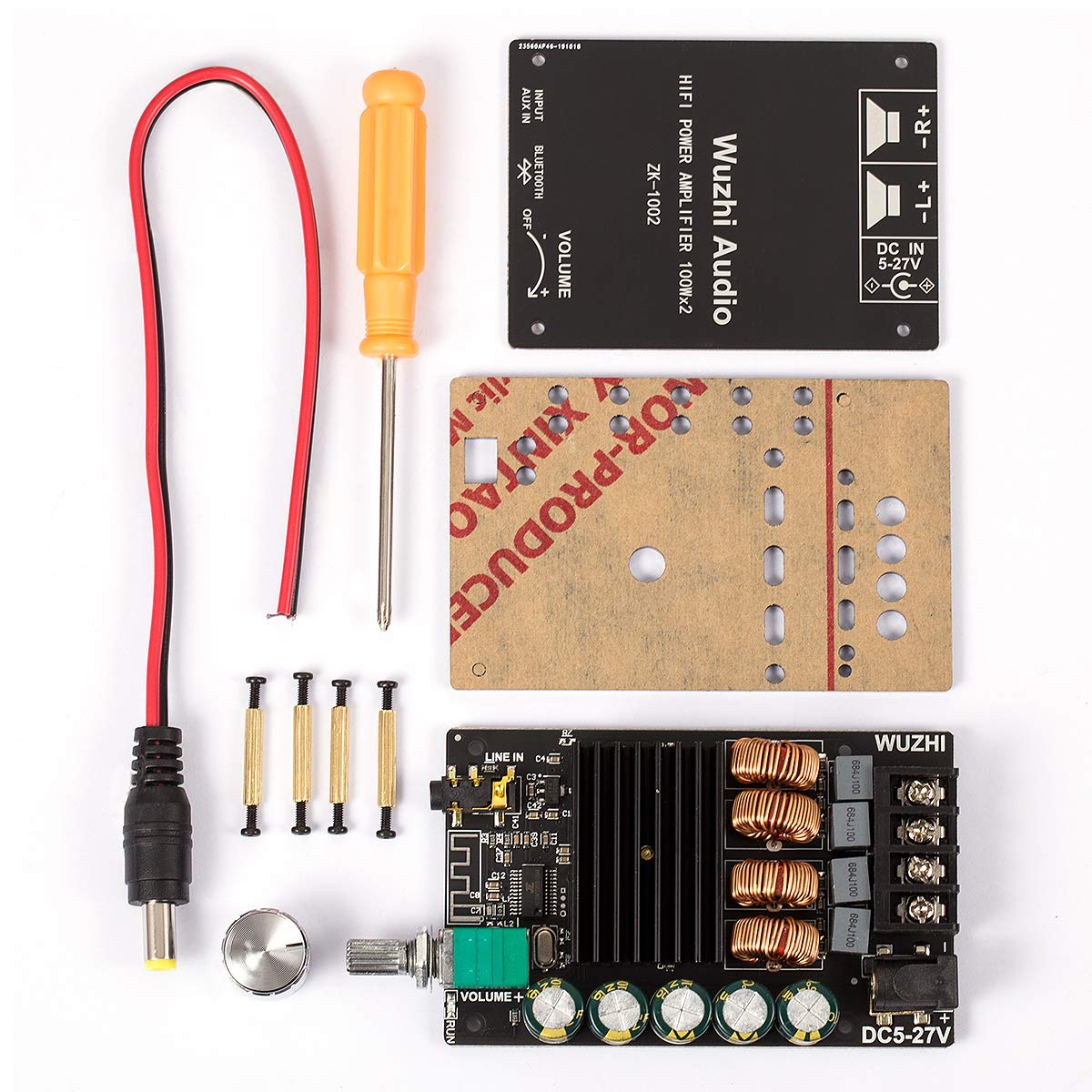 200W Bluetooth 5.0 Power Amplifier 2 Channel Hi Fi Stereo Audio Amp Home Desktop Car Speaker Dc8 24V