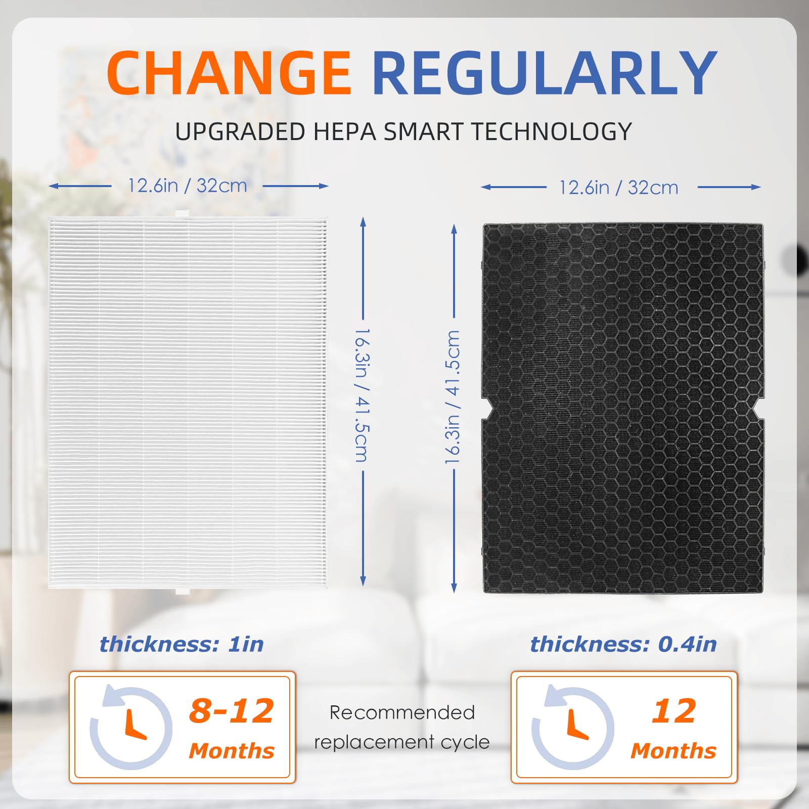 116130 Replacement Filter H For Winix 5500 2 Am80 Plasmawave Air Purifier True Hepa Carbon Filter, 2 Set