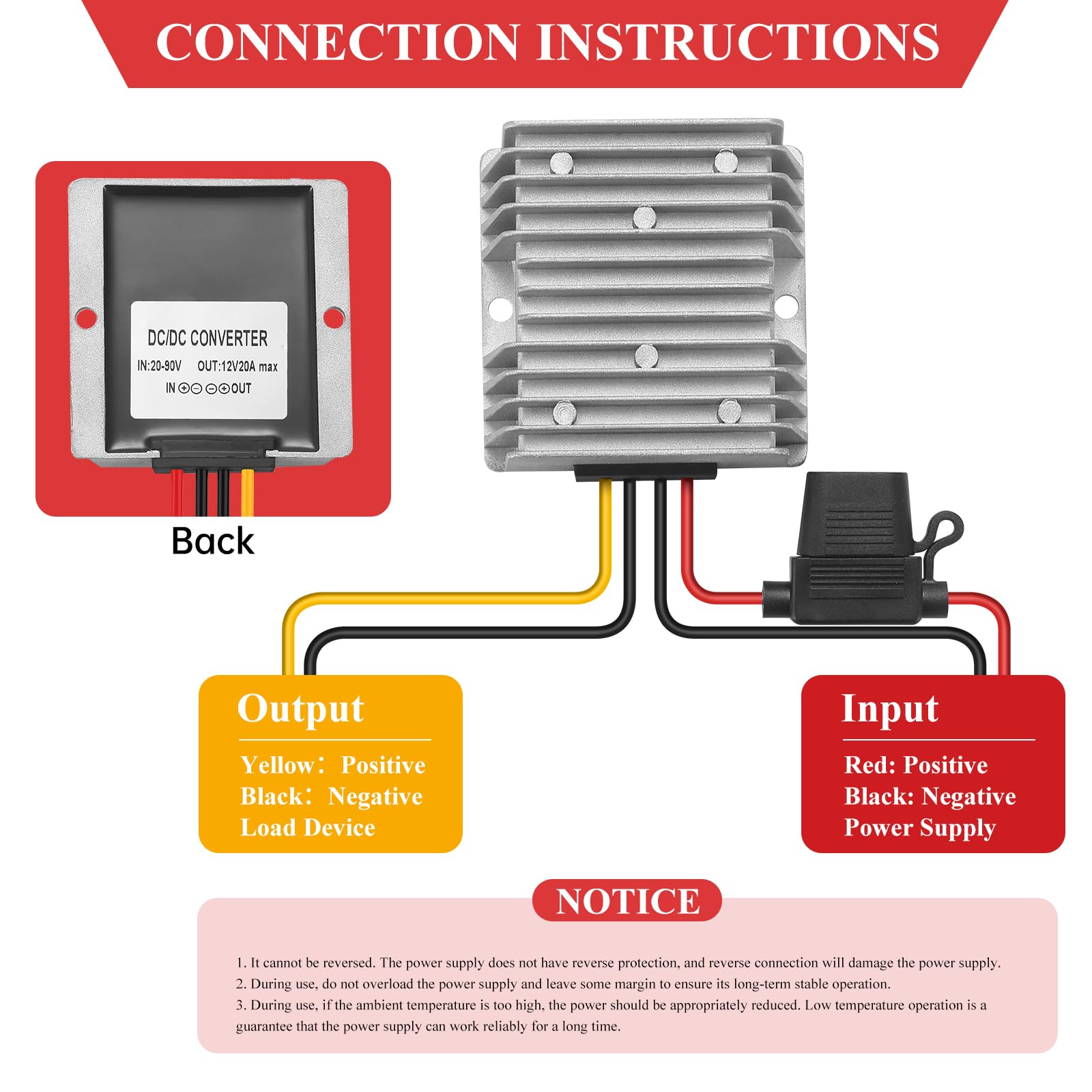 Mzhou Dc 20 90V To 12V Step Down Converter,20V 24V 48V 60V 72V 84V 90V Buck To 12V Converter 20A Max,12V Step Down Converter,Vol