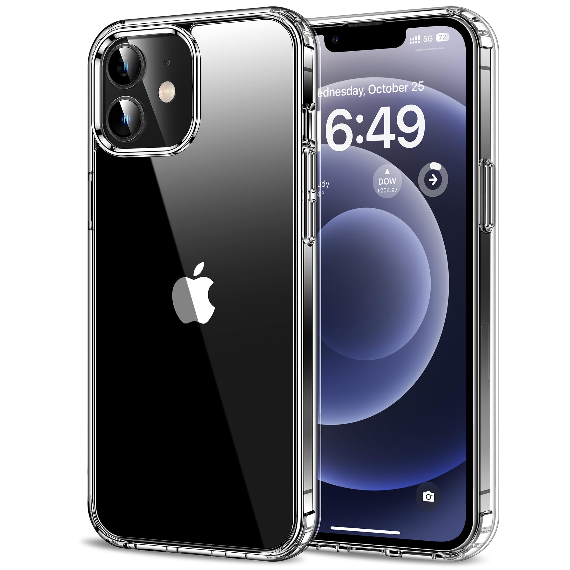 HOOMIL Case for iPhone 12 Mini 5.4-Inch, Non-Yellowing, Drop Protection, Anti-Scratch Transparent Hard Back Phone Cover - Crysta
