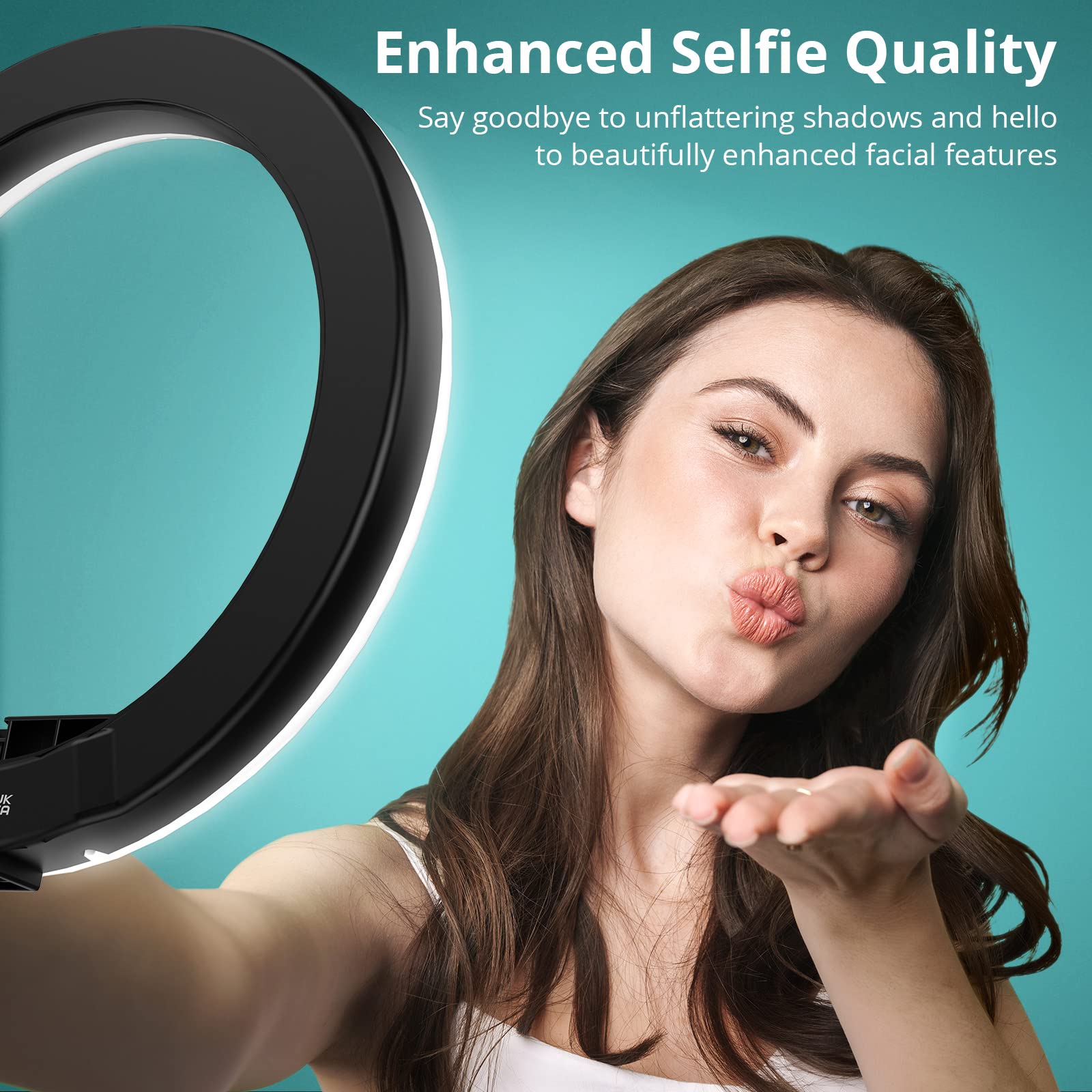 Atumtek Selfie Ring Light With Desk Stand And Phone Holder, 10'' Desktop Led Circle Light For Laptop, Computer Ring Light For Zo