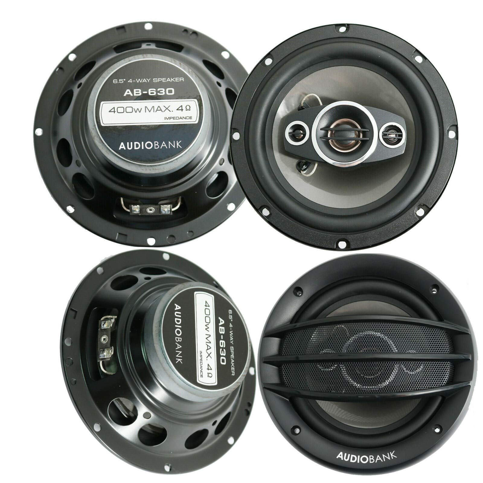 Audiobank 4X Ab 630 800 Watts Power Handling 6.5 Inches 4 Way Car Audio Stereo Coaxial Speakers With Frequency Response: 65 2000
