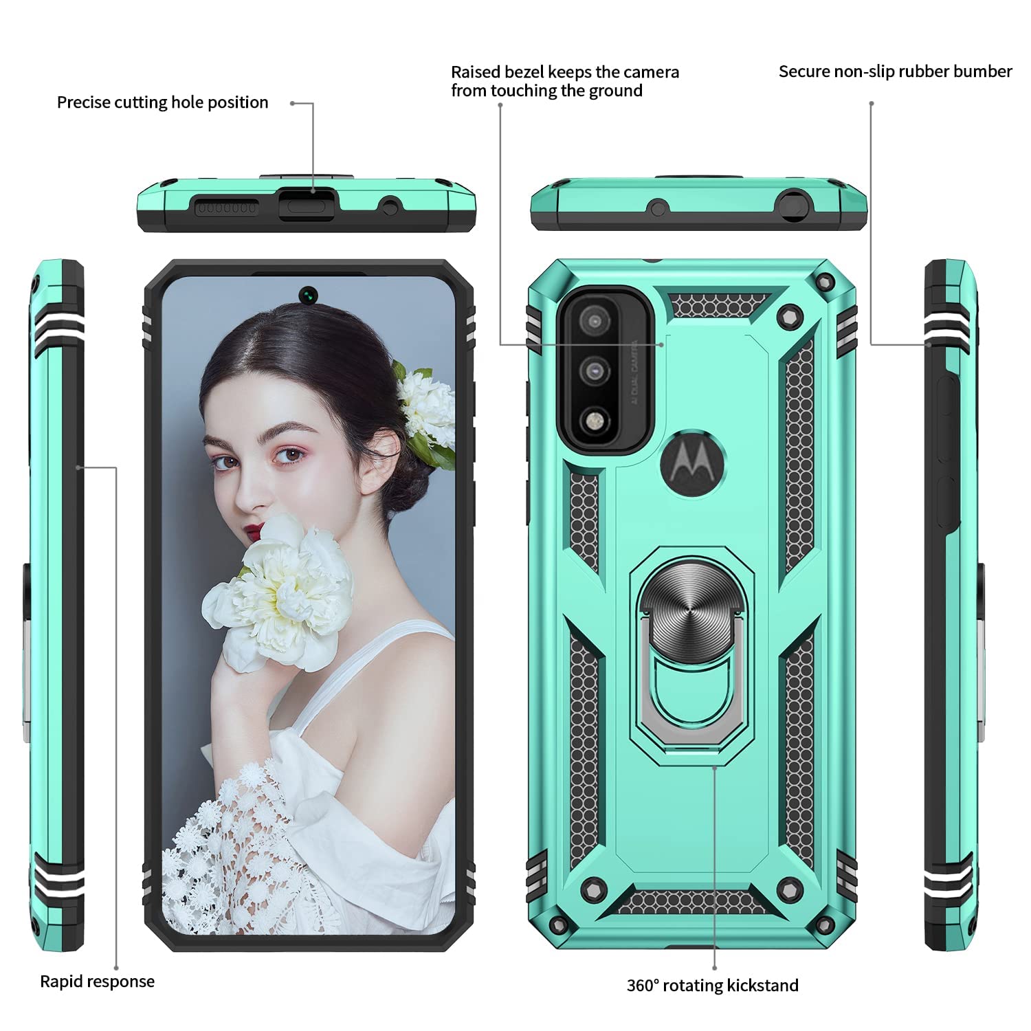 Leyi For Moto G Pure Phone Case/Motorola G Play 2023 Case, G Power 2022 Case With 2 Pcs Tempered Glass Screen Protector, [Milita