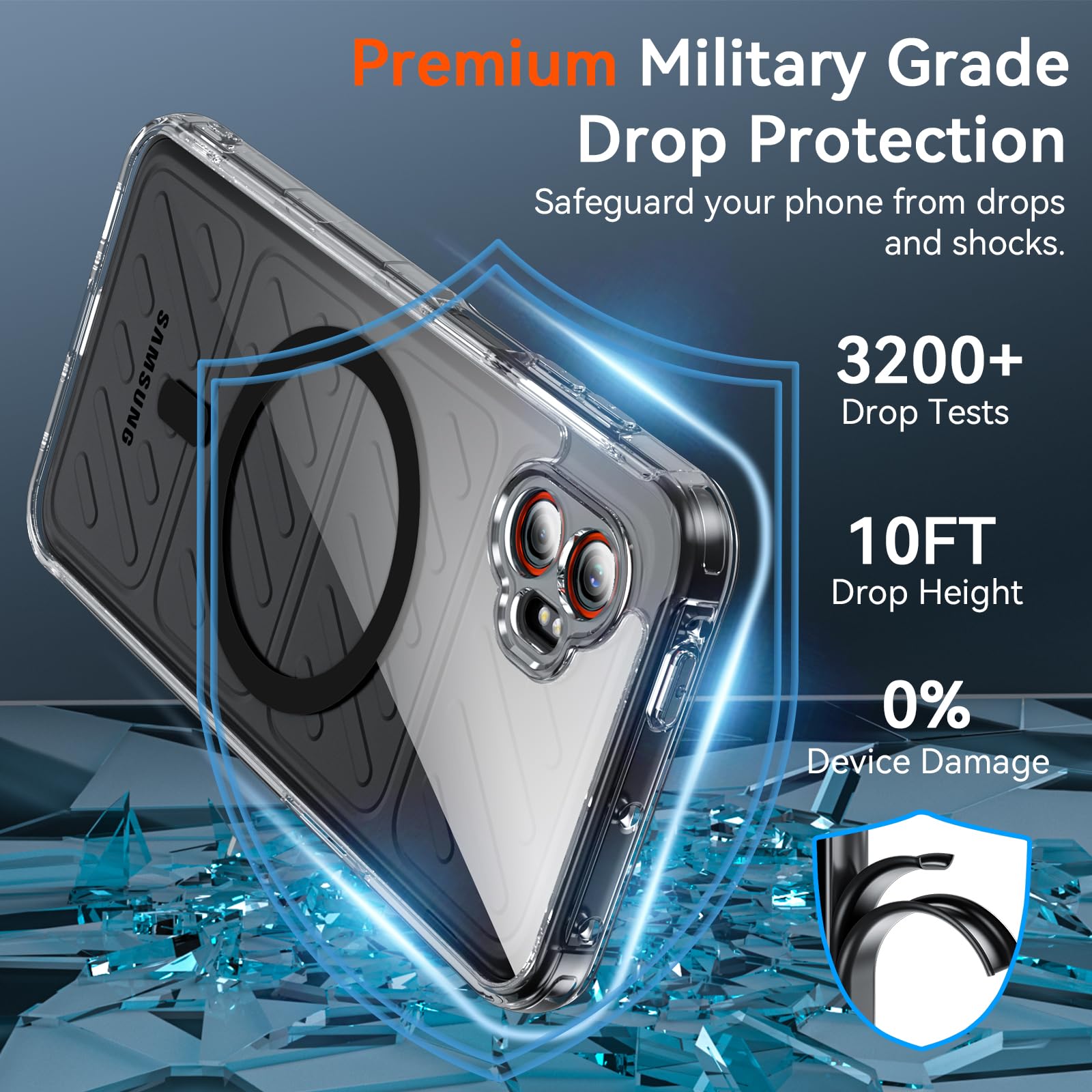 Fin2Feel For Samsung Galaxy Xcover 7 Pro Case, Magnetic With Screen Protector, [Military Grade Protection] Shockproof Protective