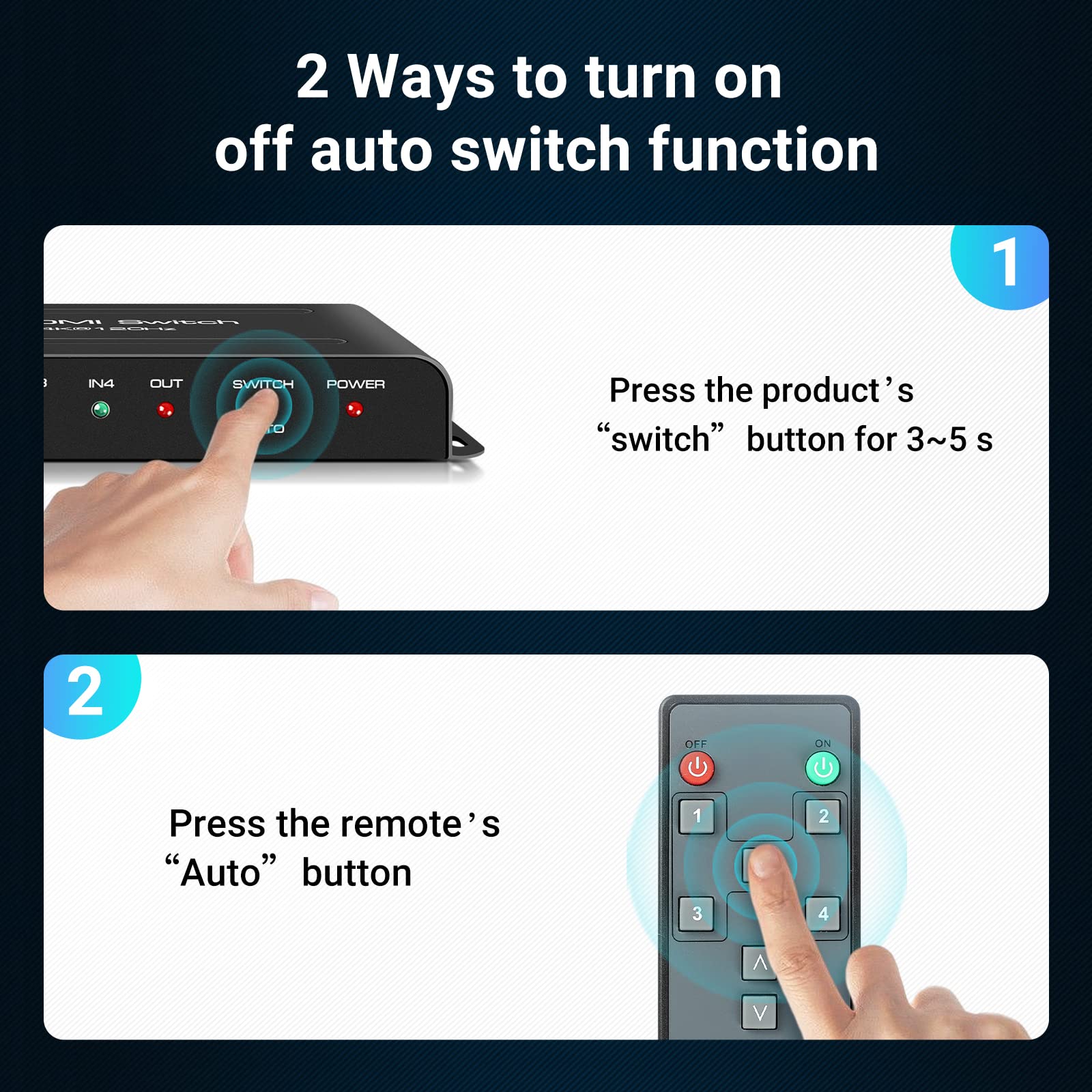 Newcare Hdmi 2.1 Switch 8K 60Hz, Hdmi Switch 4K 120Hz Hdmi Switcher 4 In 1 Out,4X1 Hdmi Auto Switch Selector With Remote For Fire Stick, Ps5,Roku,Xbox,Support 1080P@240Hz,3D,48Gbps