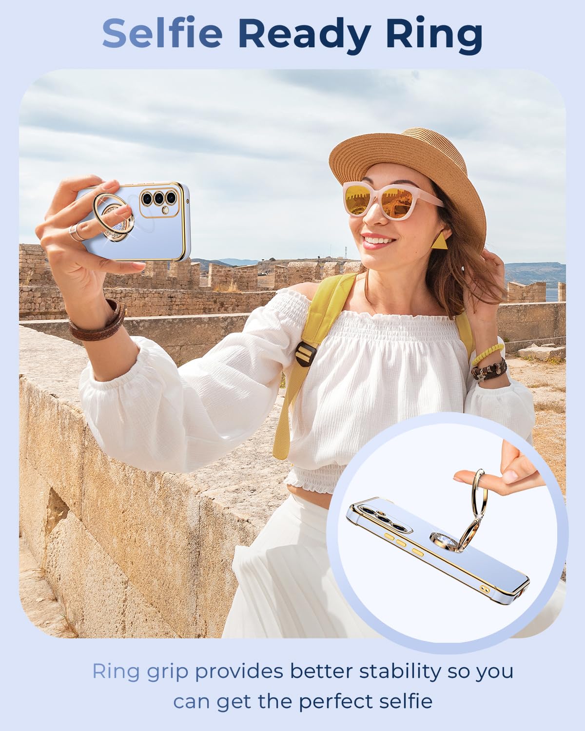 Xyz For Galaxy A54 5G Case With Stand, Samsung A54 5G Case With Double Ring, Women Girls Bling Luxury Protective Phone Case Hear