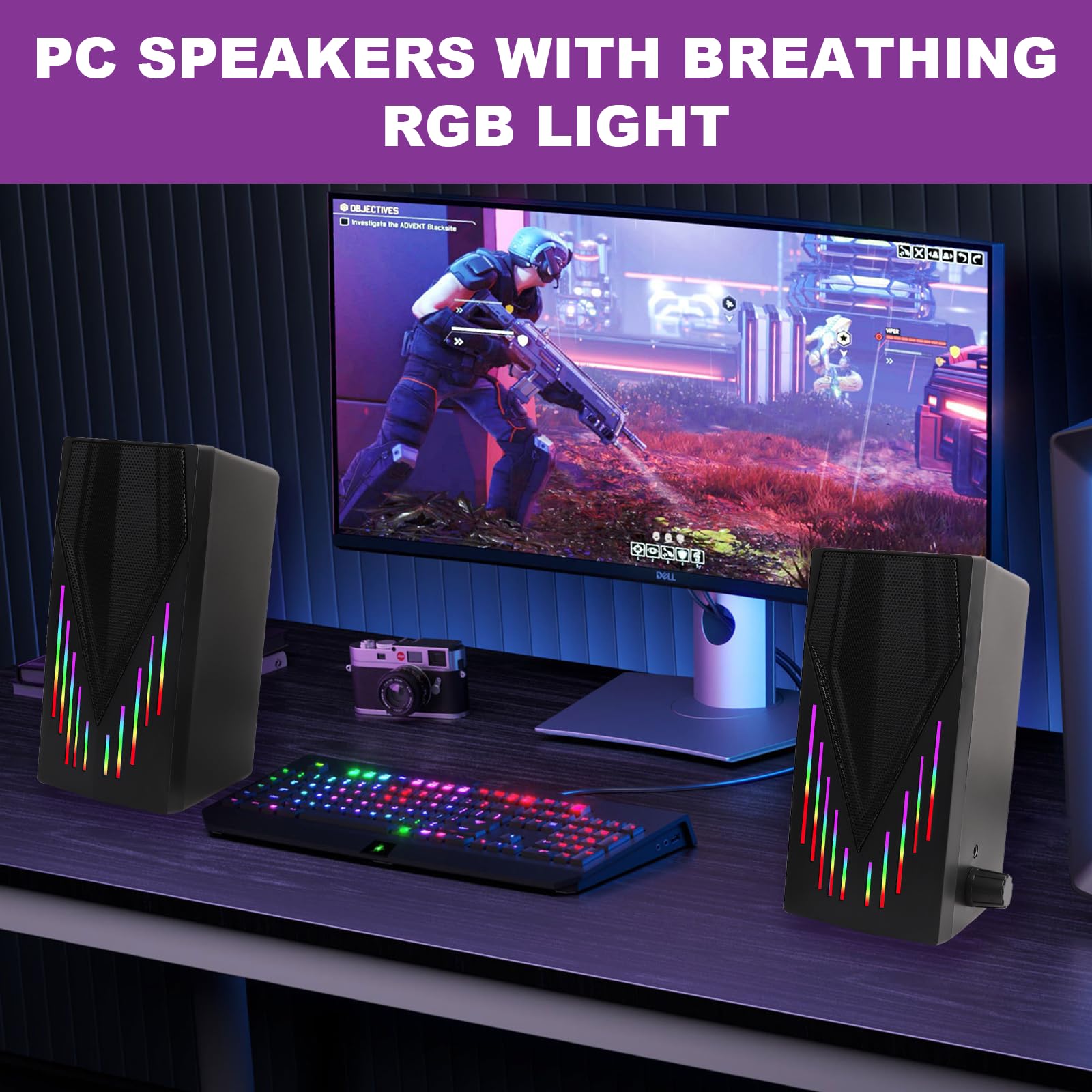Yxhdz Computer Speakers, Speakers For Computer Desktop Pc With Colorful Rgb Lighting, Usb Powered Gaming Speakers With 3.5Mm Aux