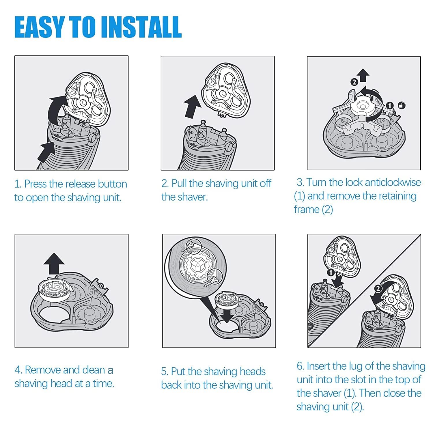 Hq8 Replacement Heads For Philips Norelco Aquatec Shavers, Hq8 For Norelco Replacement Heads,Razor Blades For Pt720 Pt730 At880