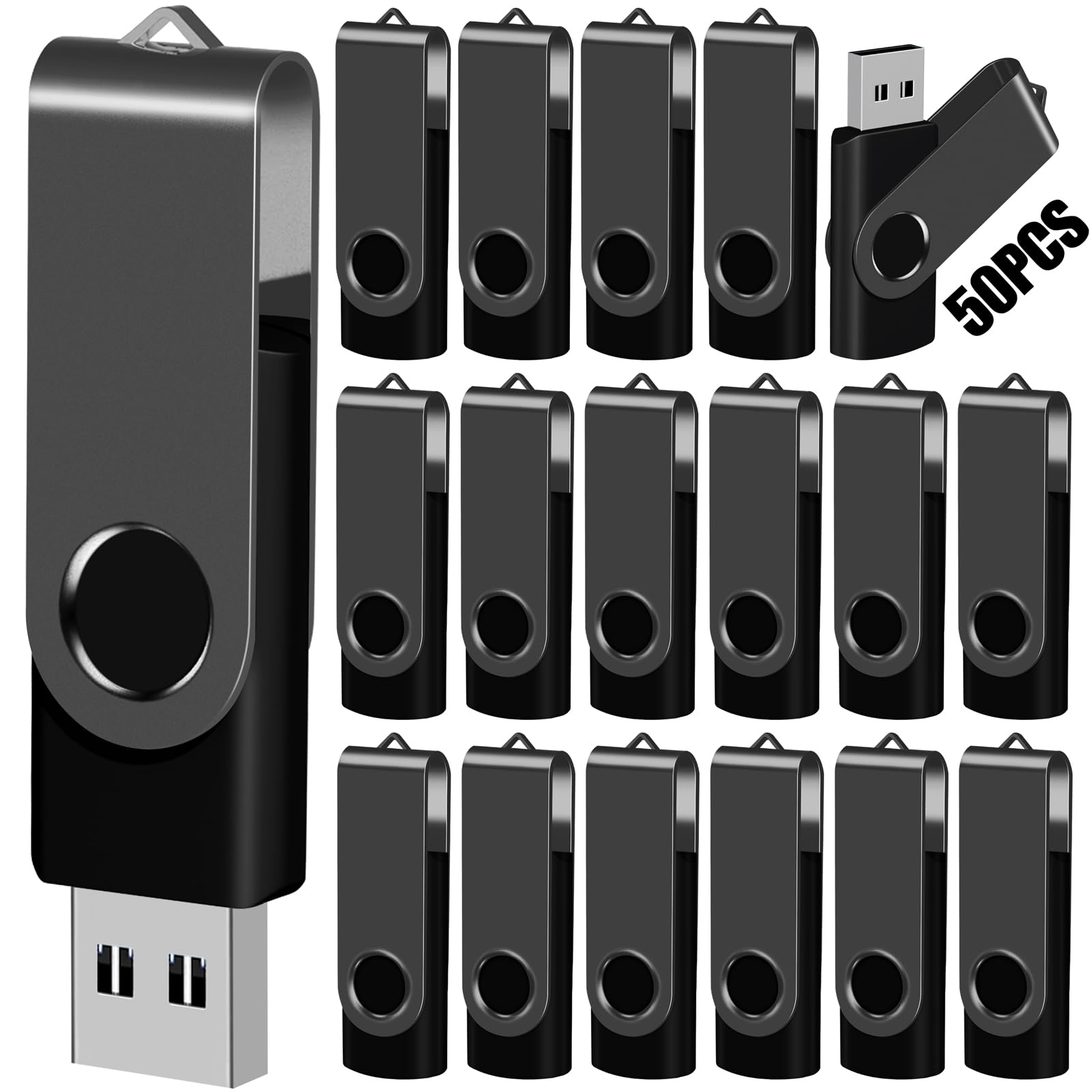 Eastbull 8Gb Usb Flash Drive Bulk Thumb Drives 50 Pack With Lanyards Usb 2.0 Jump Drive 8Gb Memory Sticks Zip Drive Pen Drive For Storage And Backup Black 50Pcs 8Gb