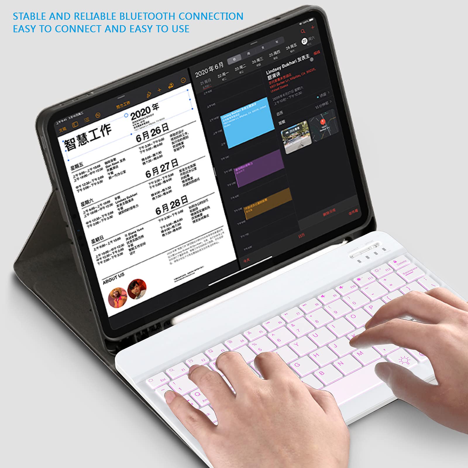 Backlit Bluetooth Keyboard Small Portable External Wireless Keyboard Cordless Rechargeable Illuminated For Android Tablet Cell P
