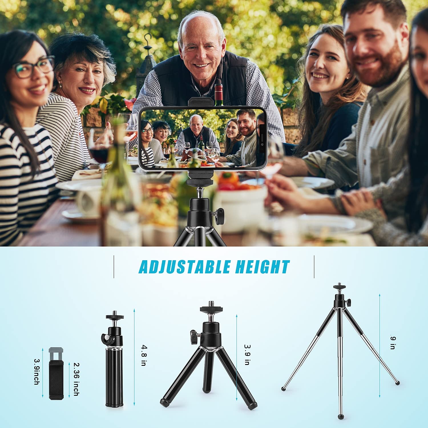 Mini Tripod For Webcam And Phone, 4 9 Inch Metal Extendable Webcam Stand With Phone Holder, Tabletop Tripod