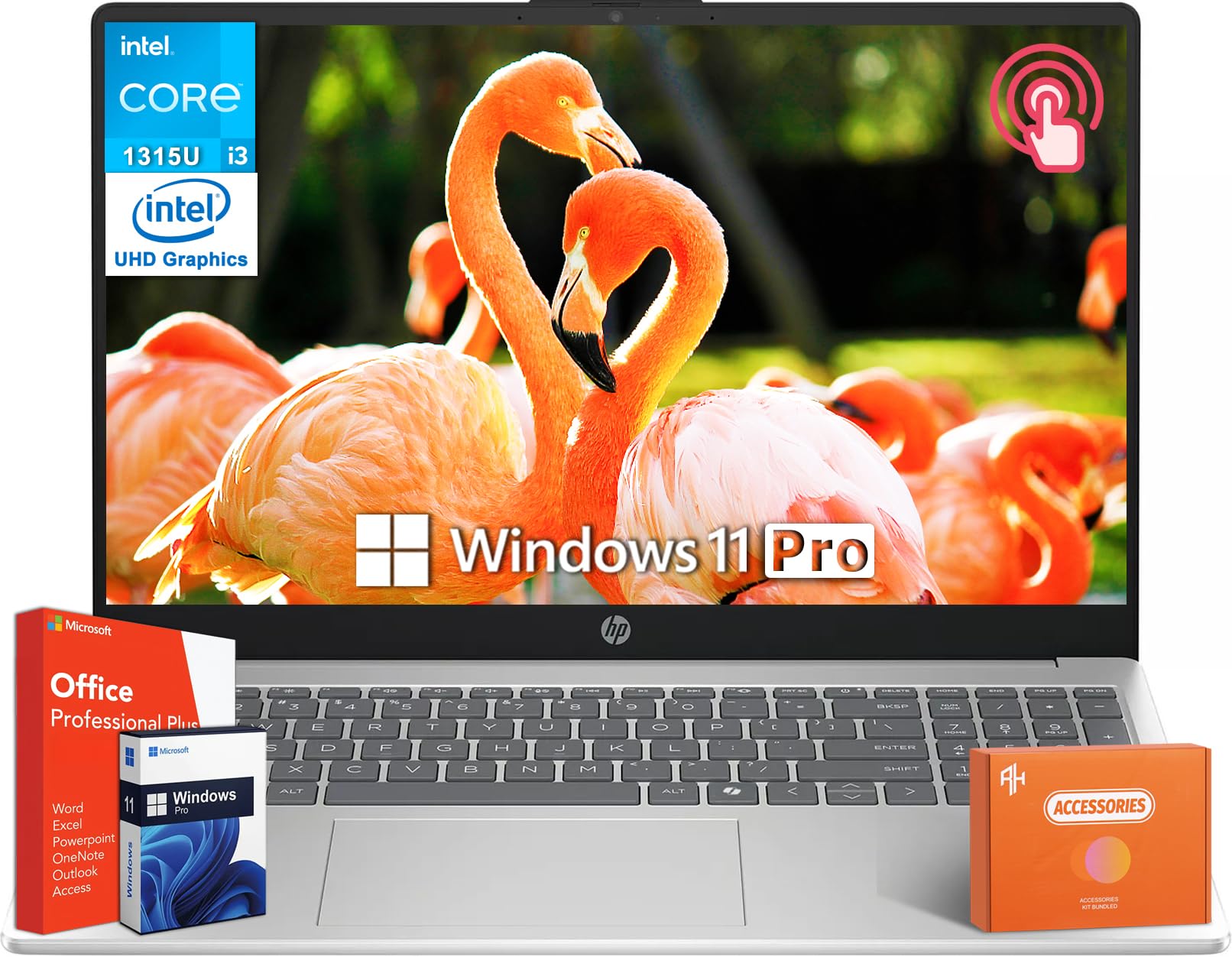 Hp 15.6'' Touchscreen Business Laptop Copilot Ai, Microsoft Office Lifetime License & Windows 11 Pro, Intel 13Th Gen Core I3-131