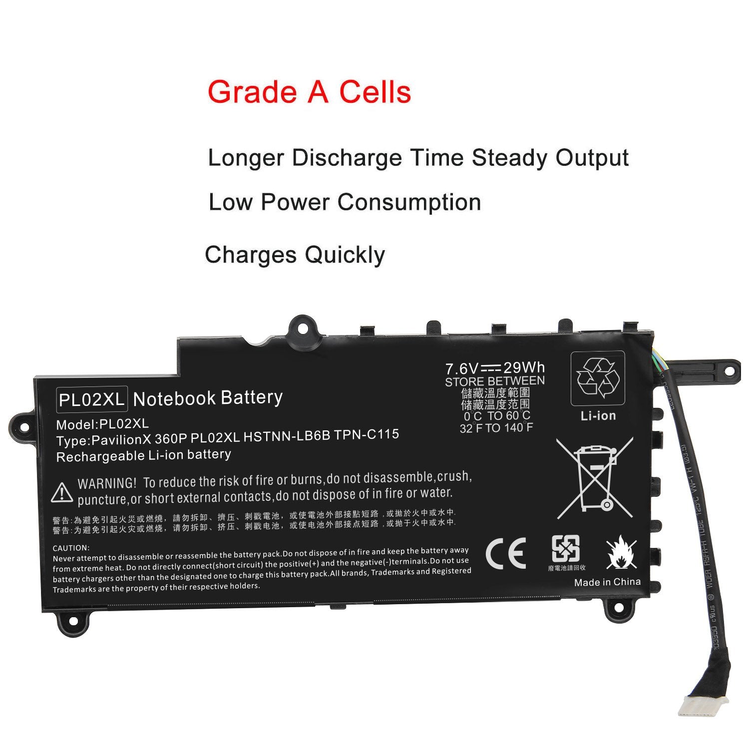 Fancy Buying Laptop Replacement Battery for HP Pavilion 11-n X360 PL02XL 7.6V 29Wh