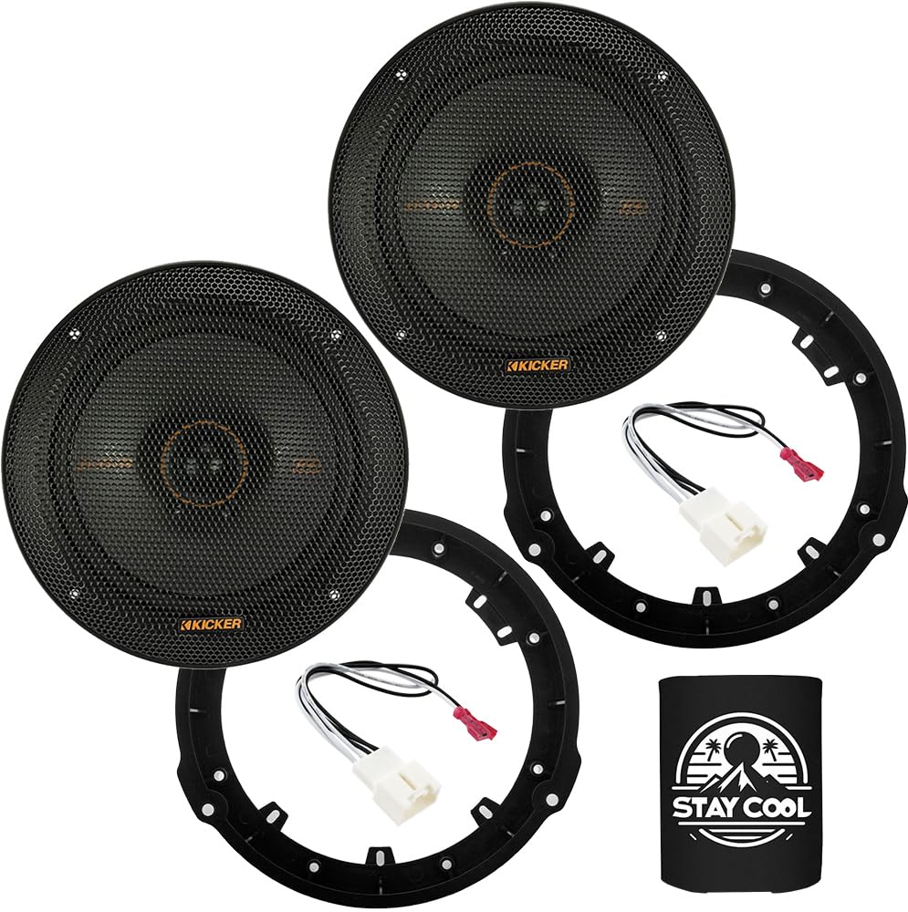 KICKER Rear Door 6.5 Speakers Kit for Ford F-150 2015-2024 Upgrade Kit - Pair of KS Series 6 1/2 Inch Coaxial Speakers with Adap