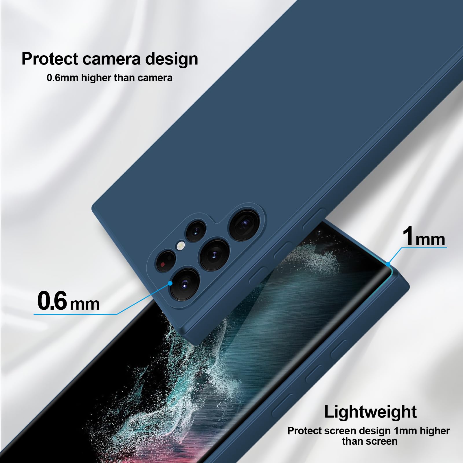 Giiyoon Silicone Case Compatible With Samsung Galaxy S22 Ultra 5G, Full Body Silky Soft Touch Phone Case With Camera Protection,