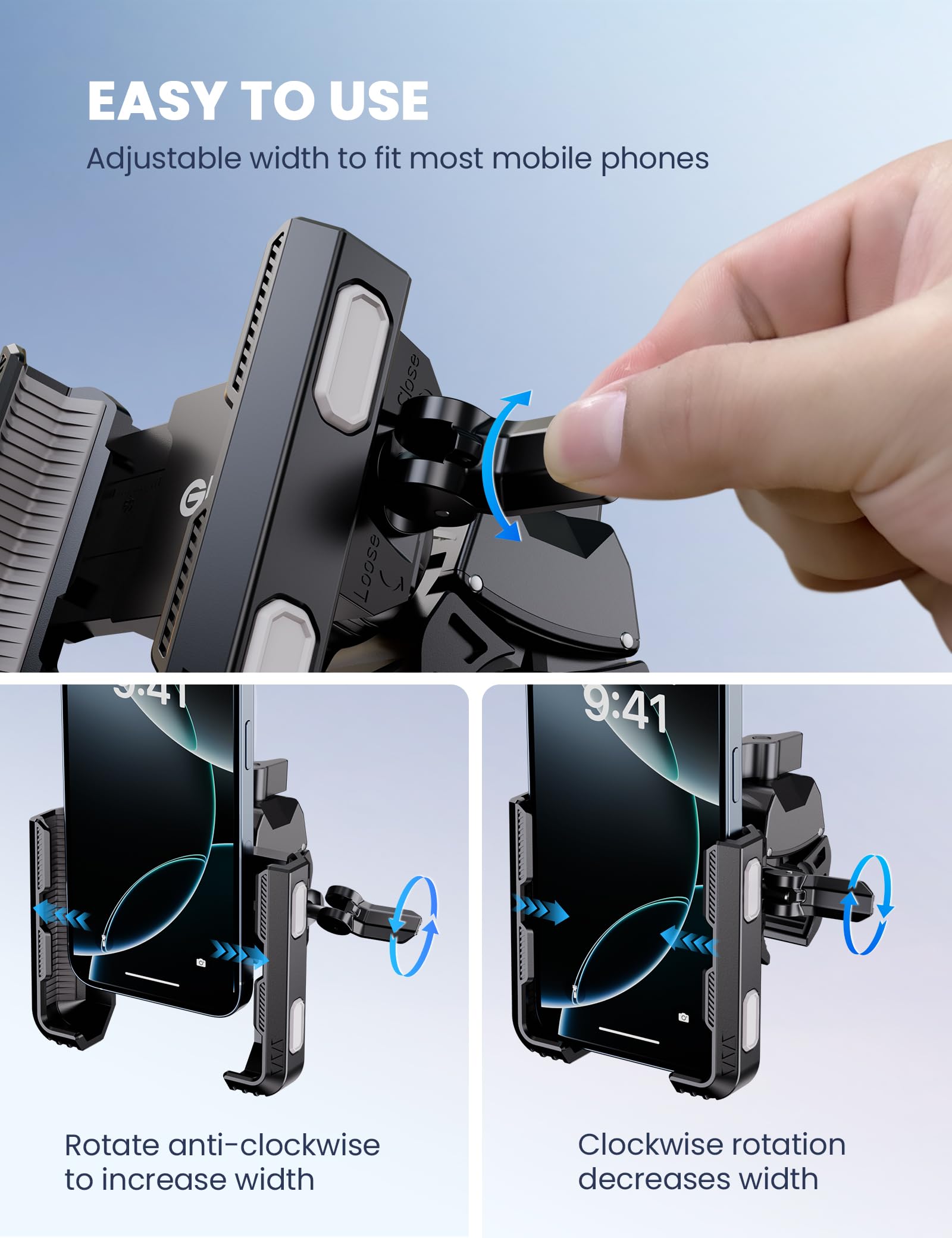 Bike Phone Mount For Electric, Mountain, Scooter, And Dirt Bikes [Camera Friendly] [1S Lock] Universal 360 Bicycle Handlebar Hol