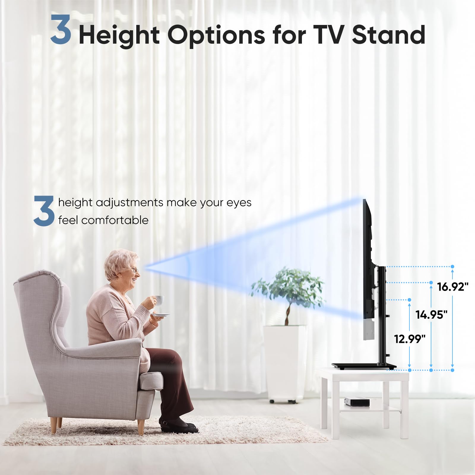 Olixis Universal Tv Mount Stand For 26 55 Inch Tvs, Height Adjustable, Swivel Table Top Tv Stand With Tempered Glass Base, Holds
