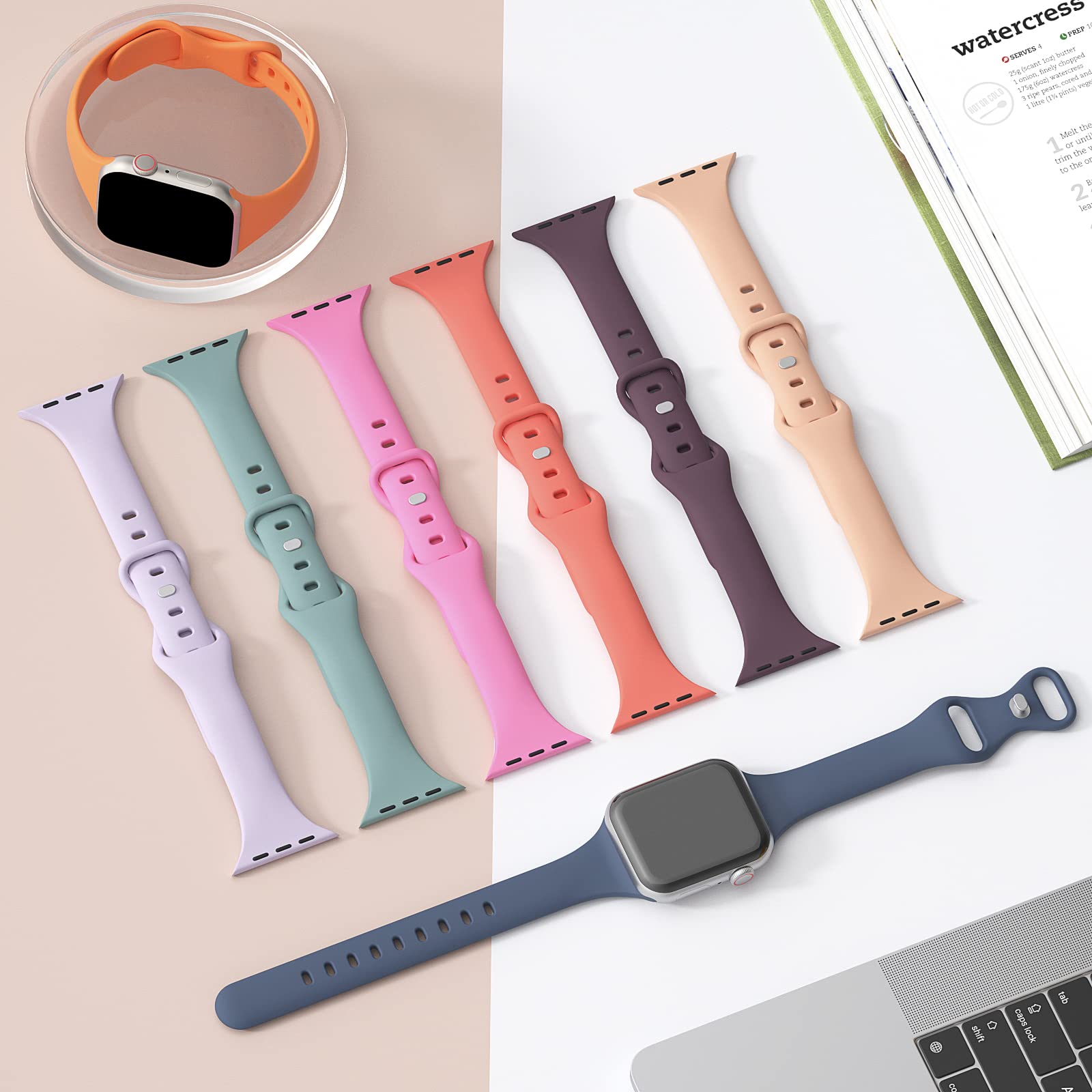 5 Pack Silicone Slim Bands Compatible With Apple Watch Band 38Mm 42Mm 40Mm 44Mm 41Mm 45Mm 46Mm 49Mm, Soft Narrow Sport Strap Thi
