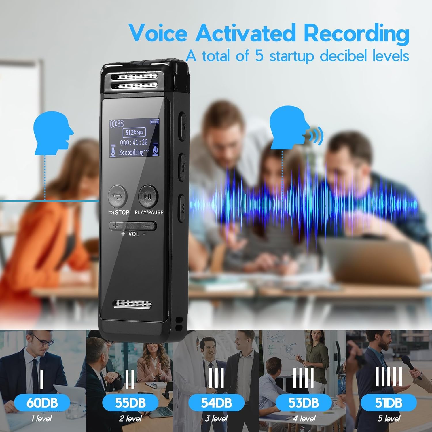 64Gb Digital Voice Recorder Mini Voice Recorder Upgraded Small Audio Recorder With Mp3&Usb Password Protection For Lectures, Mee