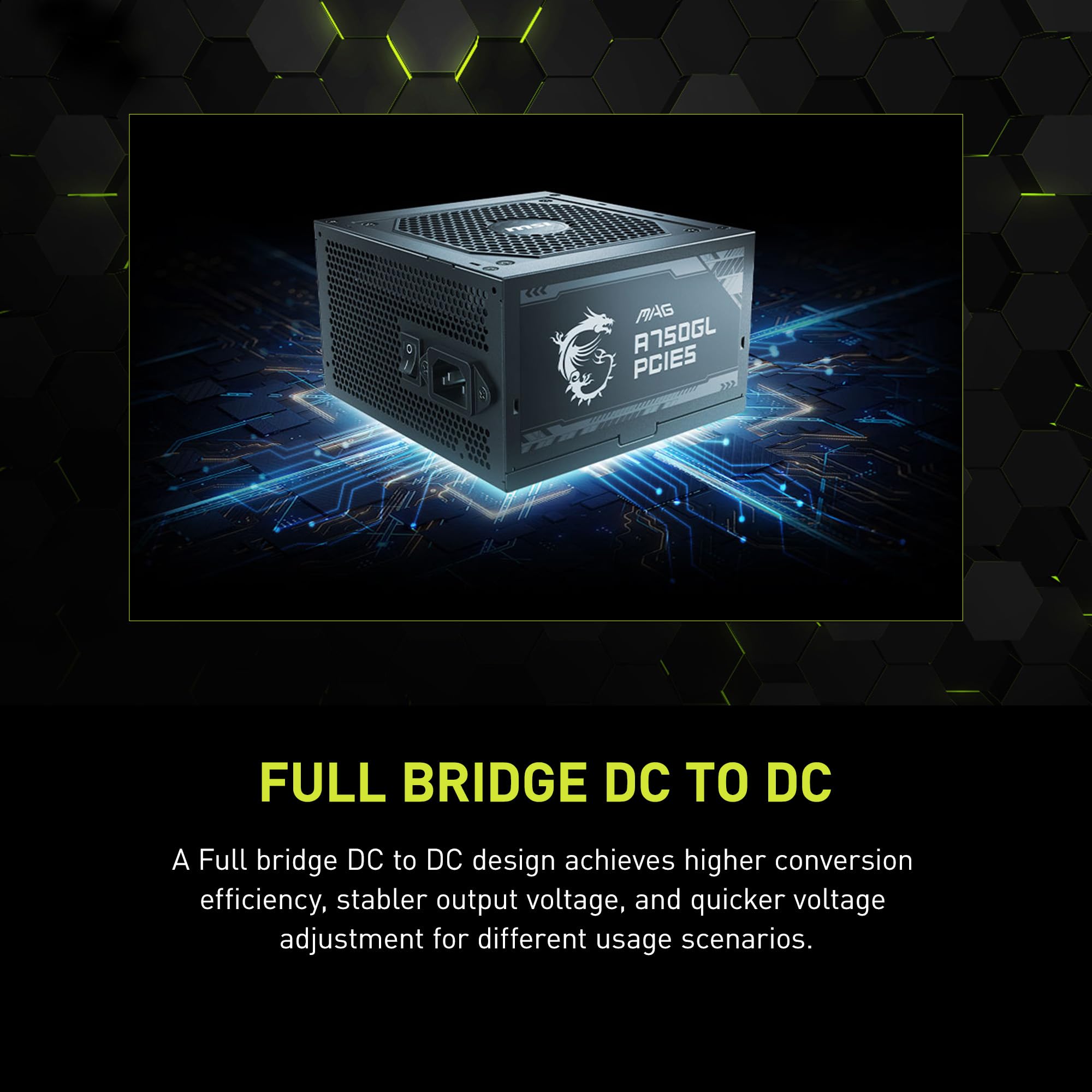 Msi Mag A750Gl Pcie5, Fully Modular Compact Gaming 750W Power Supply, 80+ Gold, Atx 3.1 & Pcie 5.1 Ready, Native Dual-Color 12V-