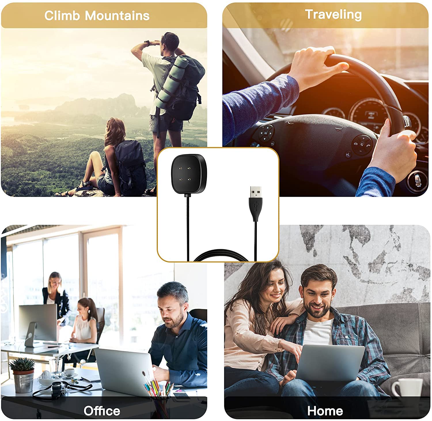 Charger Cable Compatible With Fitbit Sense/Fitbit Versa 3, Replacement Usb Charging Cradle Dock Stand Cable For Smart Watch Sens