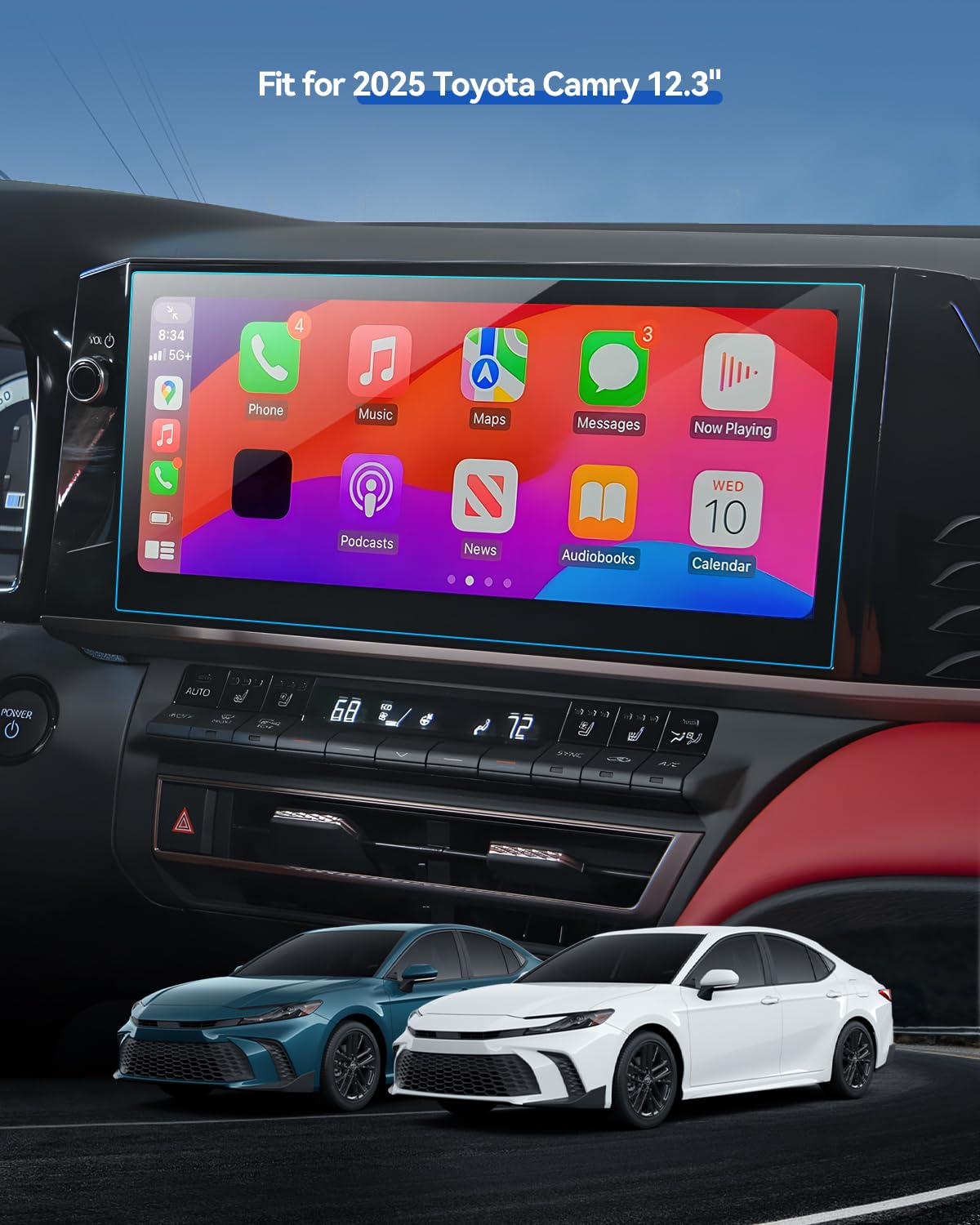 Lantu 2Pcs Car Screen Protector For 2025 Camry Xle/Xse, Camry Hybrid Xv80 Accessories Navigation Nano Touchscreen Protector Film