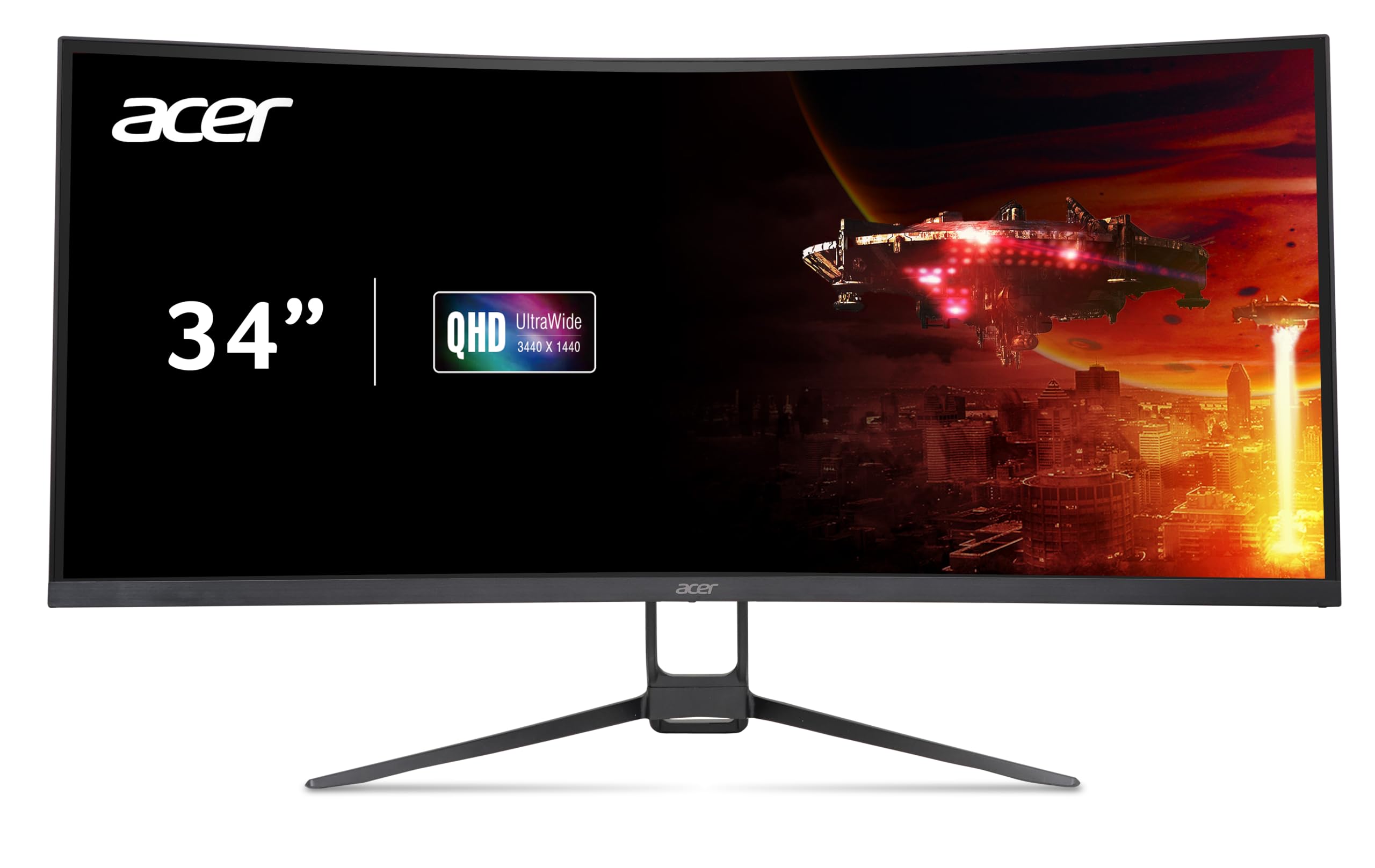 Acer Nitro 34'' Uwqhd 3440 X 1440 1000R Curved Pc Gaming Monitor | Amd Freesync Premium | Up To 180Hz Refresh | Up To 0.5Ms | Ad