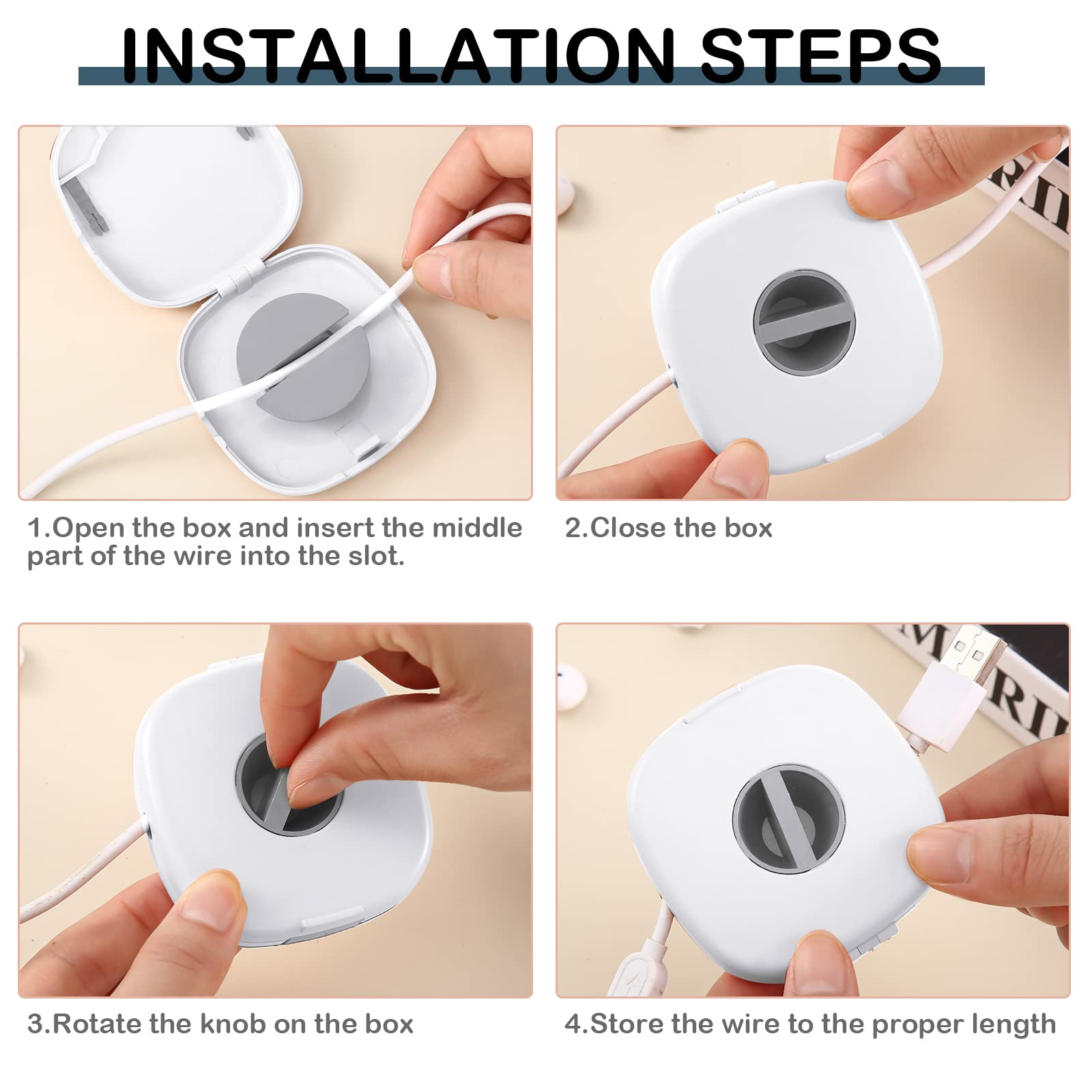 6 Pieces Retractable Cable Management Charging Cord Organizer Phone Cord Holder Retractable Cable Reels Small Winder Case For Us