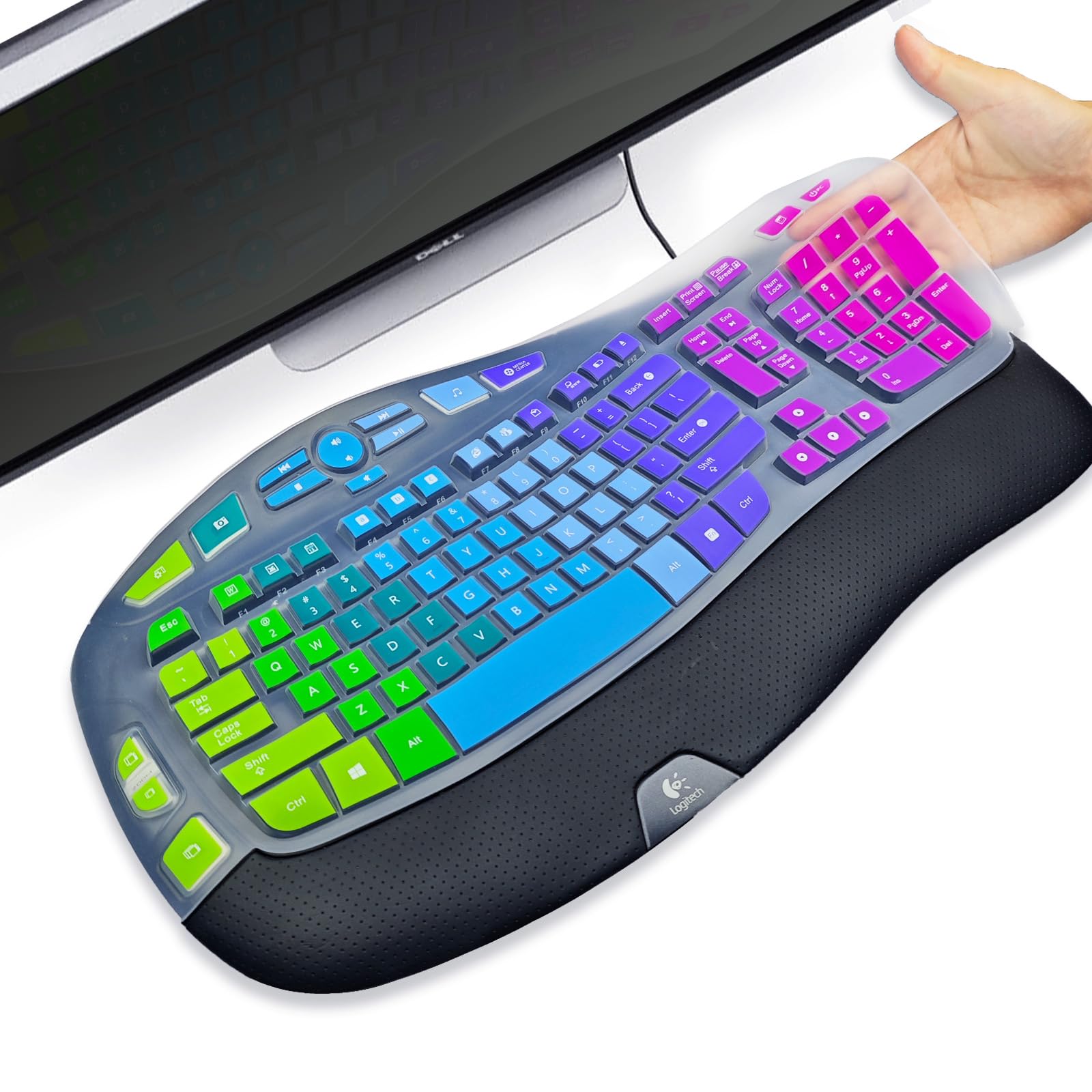 Premium Ultra Thin Silicone Keyboard Protector,Compatible With Logitech Mk570 Mk550 K350 Ergonomic Wireless Keyboards,Us Layout,
