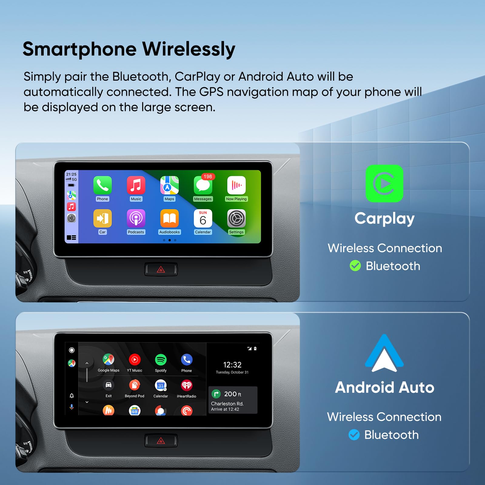 10.25 Inch Car Stereo Touchscreen For Audi Q5 2009 2017 With Audi Multimedia System, Android Auto Wireless Carplay Bluetooth Upg