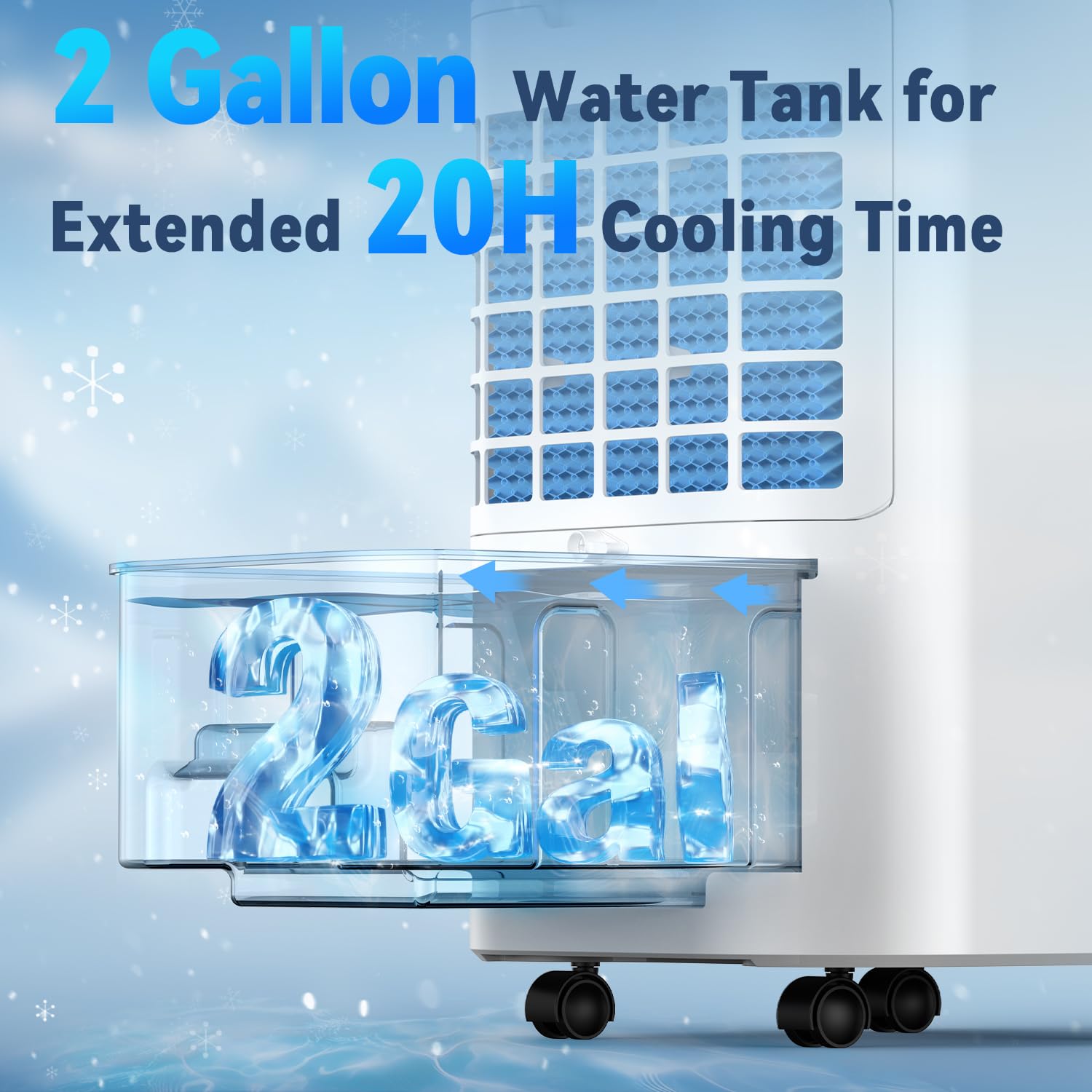 Fancole Windowless Portable Air Conditioners With 4Modes & 3Speeds, 15H Timer For Smart Auto-Off, 2Gal Tank For 20H Cooling, Eva