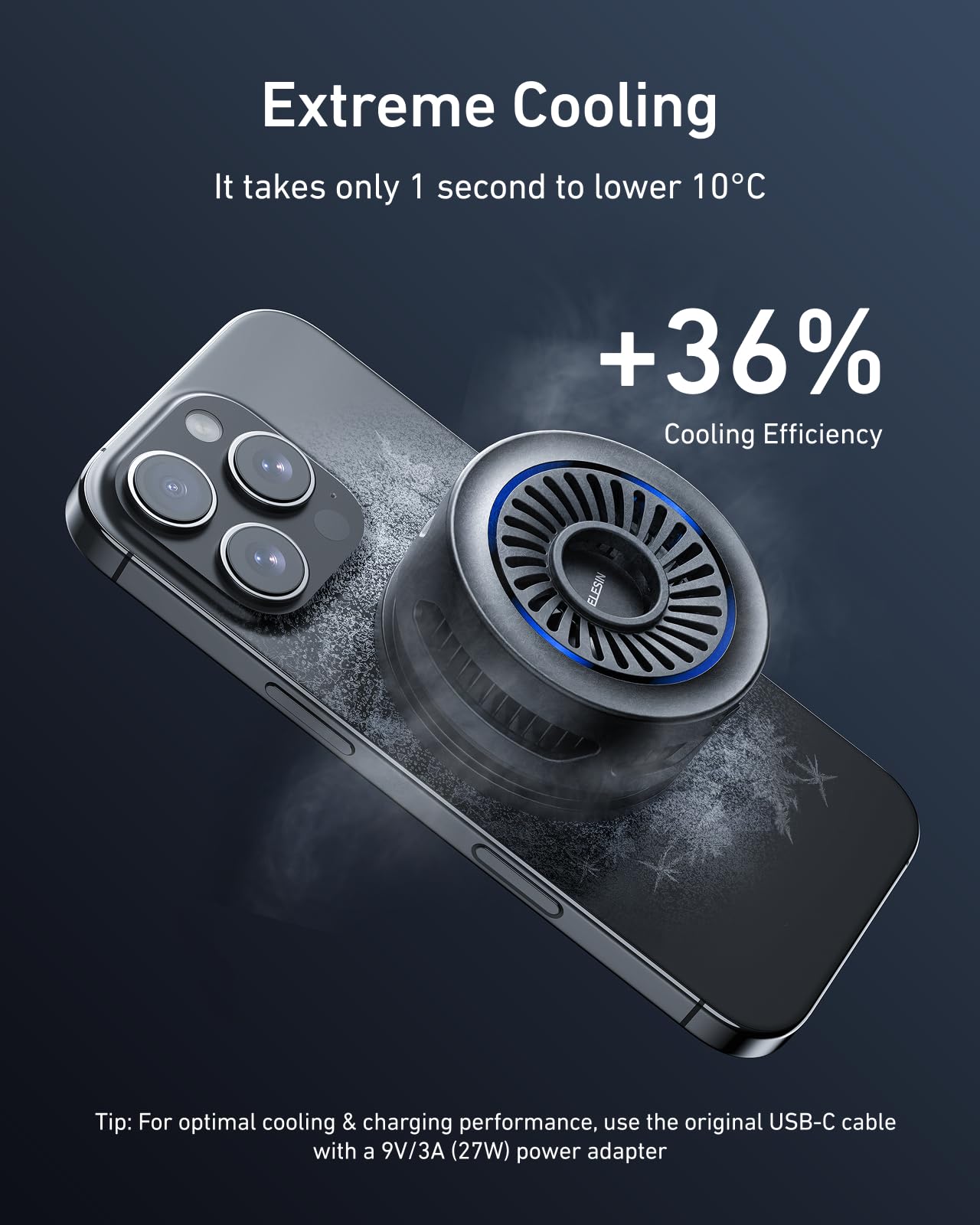Telesin Magnetic Phone Cooler Pro For Gaming And Live Streaming, Cell Phone Cooling Fan Portable Phone Radiator Cooling Fan For