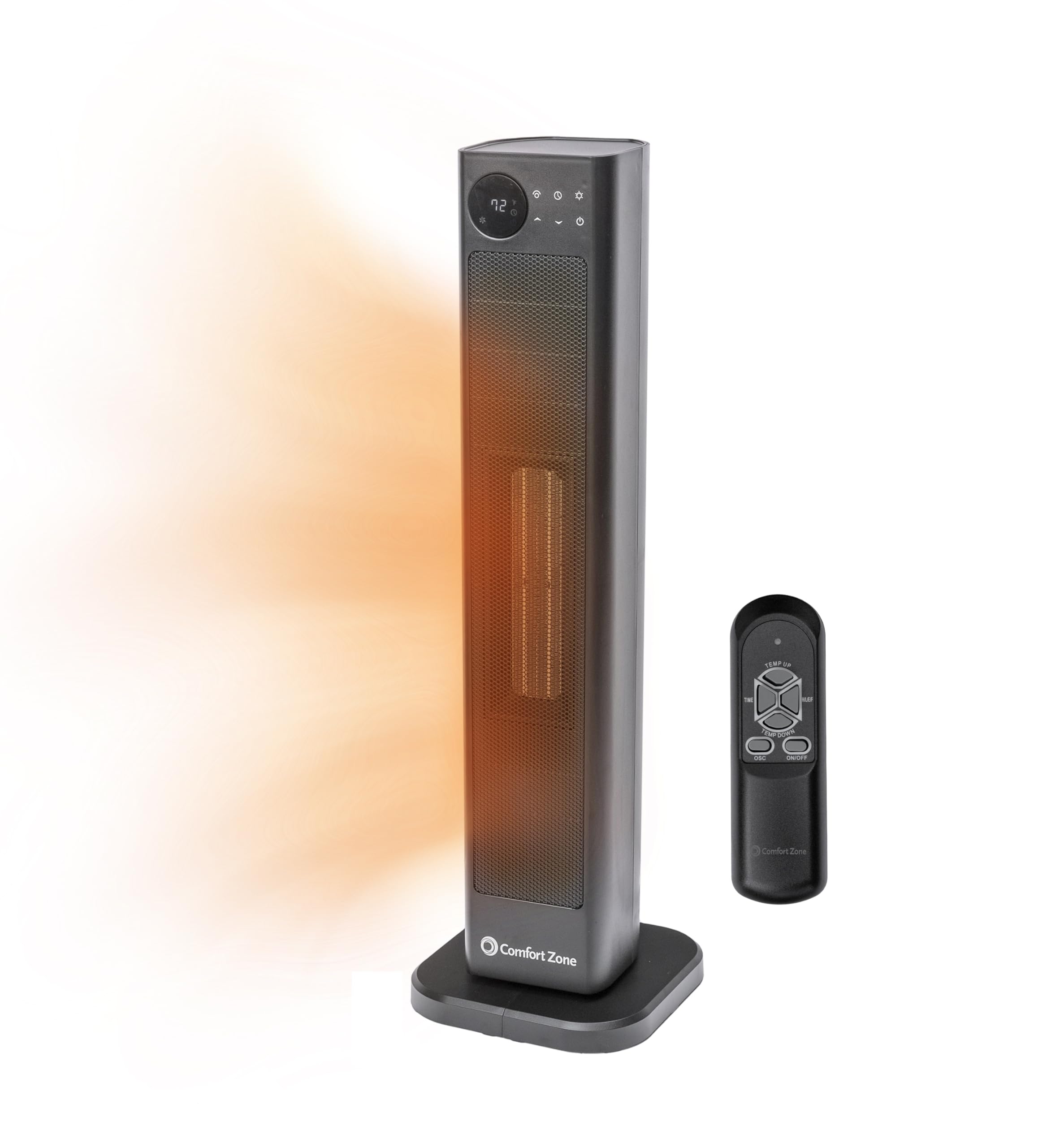 Comfort Zone Space Heaters for Indoor Use, 30 inch, Remote Control, Adjustable Thermostat,12H Timer, 90 Degree Oscillation, Temp