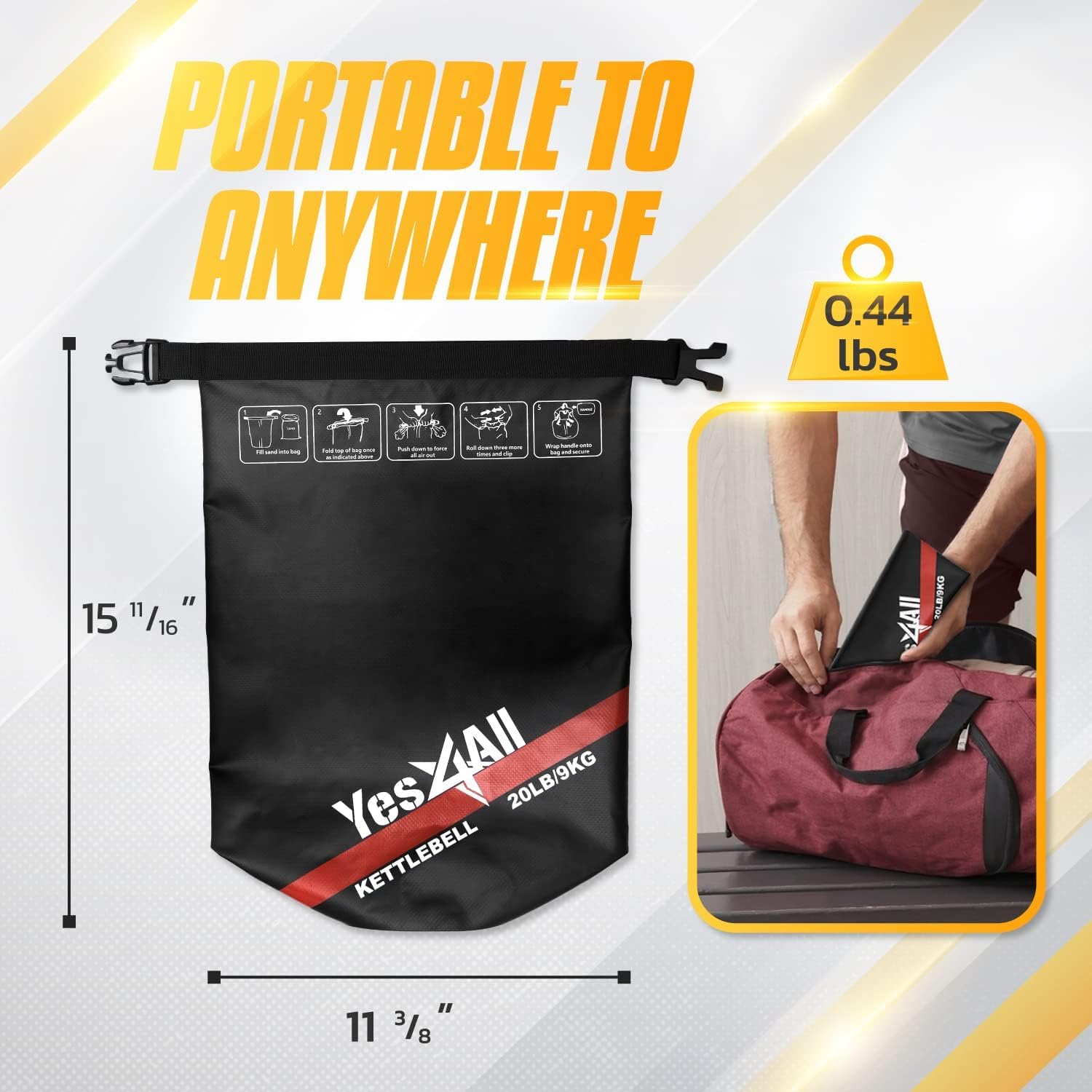 Yes4All Sand Kettlebell, Workout Adjustable Kettlebell Sandbag For Fitness, Soft Sandbag Weights, Heavy Duty Equipment (Sand Not